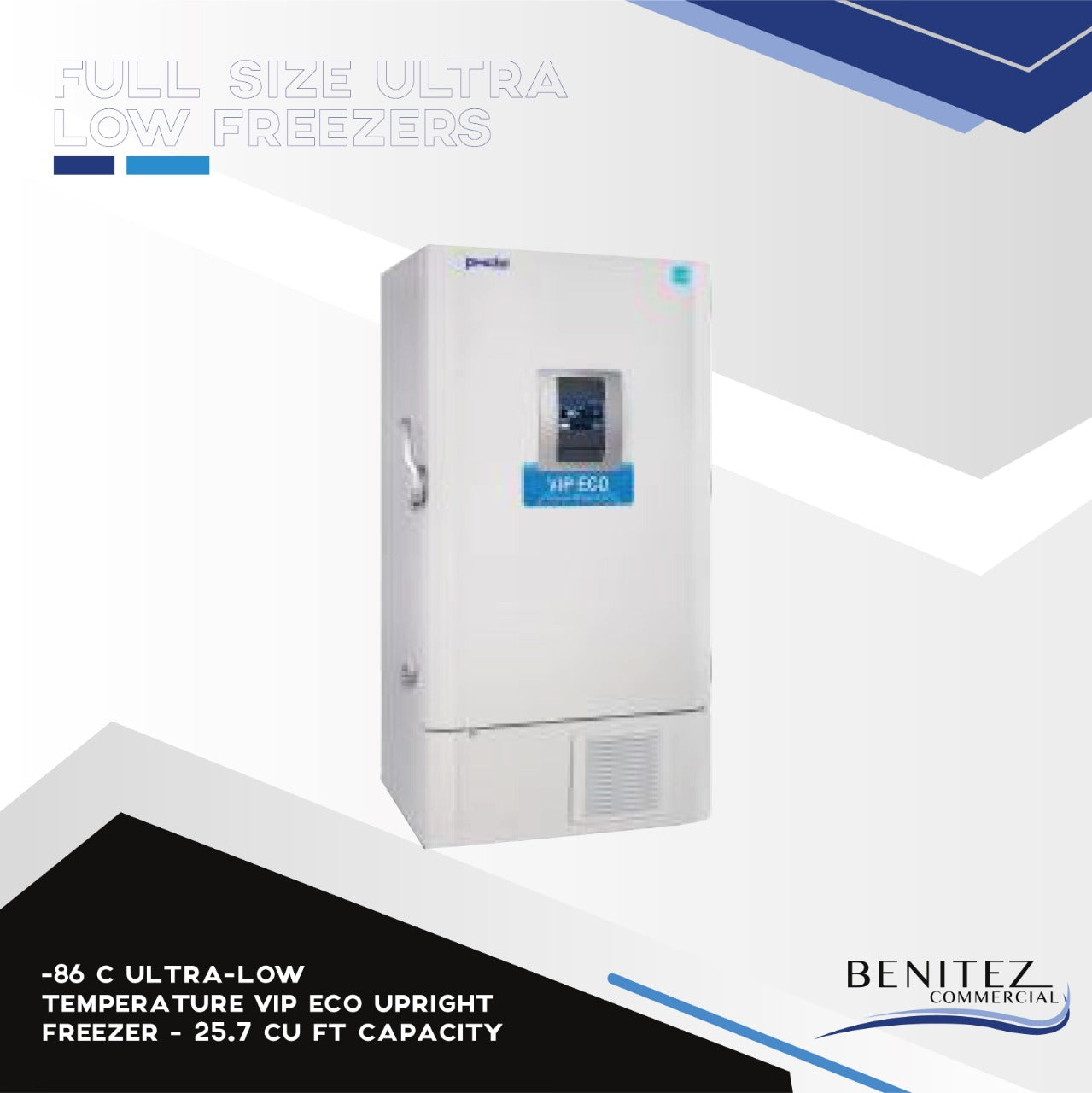 86 C Ultra Low Temperature VIP ECO Upright Freezer - 25.7 cu ft Large Capacity Commercial Freezer for Medical Storage, Laboratory & Restaurant Use