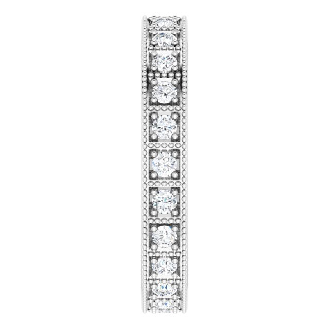 0.50 Carat Round Diamond Milgrain Accent Eternity Wedding Band - Perfect for Anniversaries, Engagements & Special Occasions
