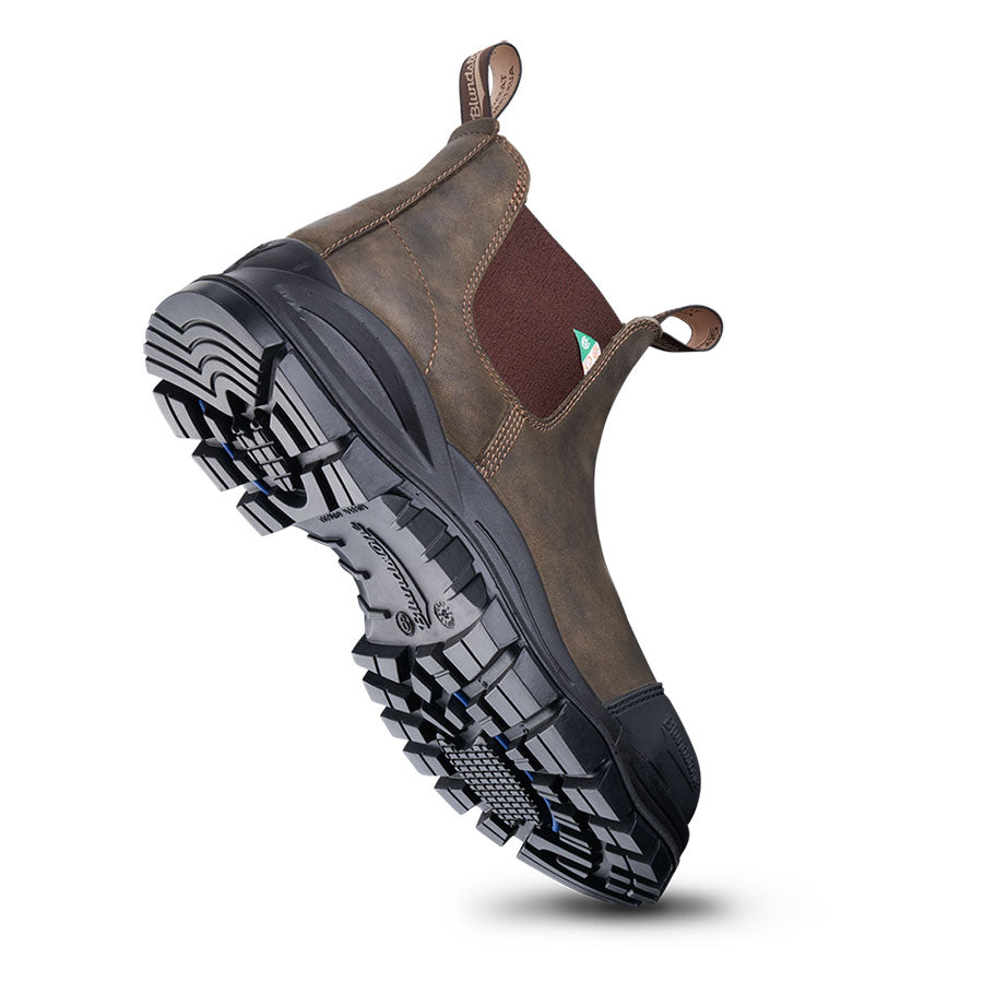 Blundstone 962 Work & Safety XFR Waxy Rustic Brown Steel Toe Boots - Durable & Comfortable for Construction, Outdoor Work & Hiking
