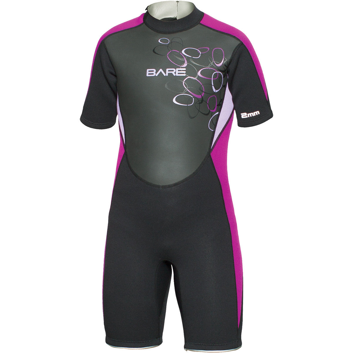 Bare Manta 2mm Kids Wetsuit Shorty - Purple for Swimming, Surfing & Beach Activities