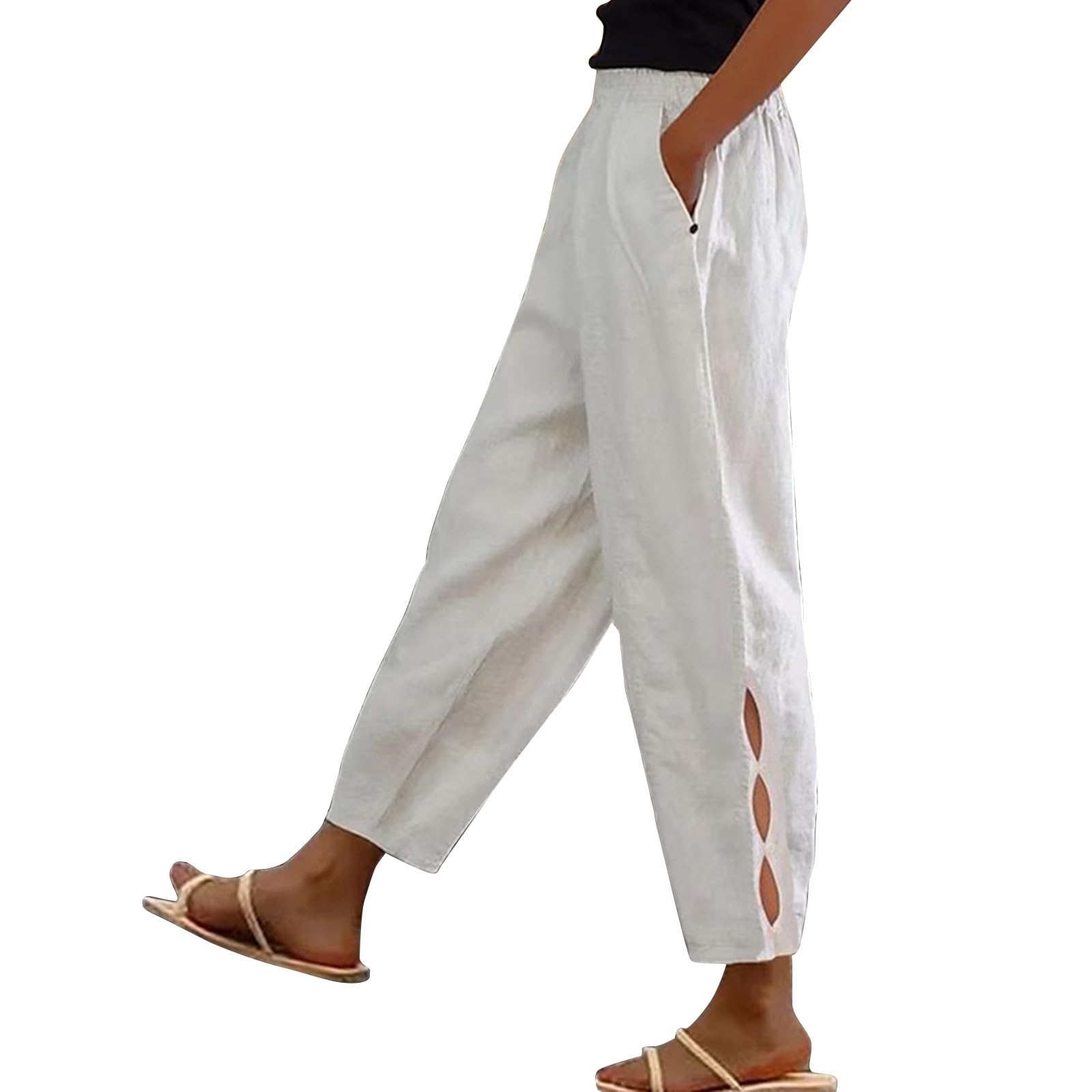 2024 Women's Linen Pants - Sexy & Comfortable Summer Boho Pants, Breathable Cotton Linen Blend, Loose Fit Casual Trousers for Beach, Travel & Yoga