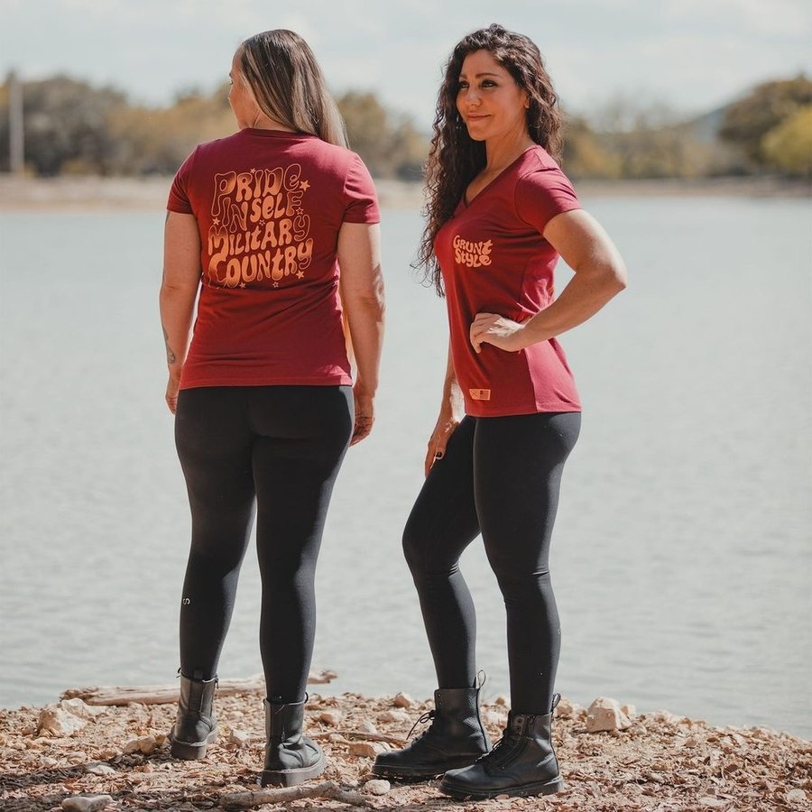 Women's Ethos V Neck T-Shirt - Soft Red Plum Color - Casual & Comfortable for Everyday Wear, Workouts, and Layering