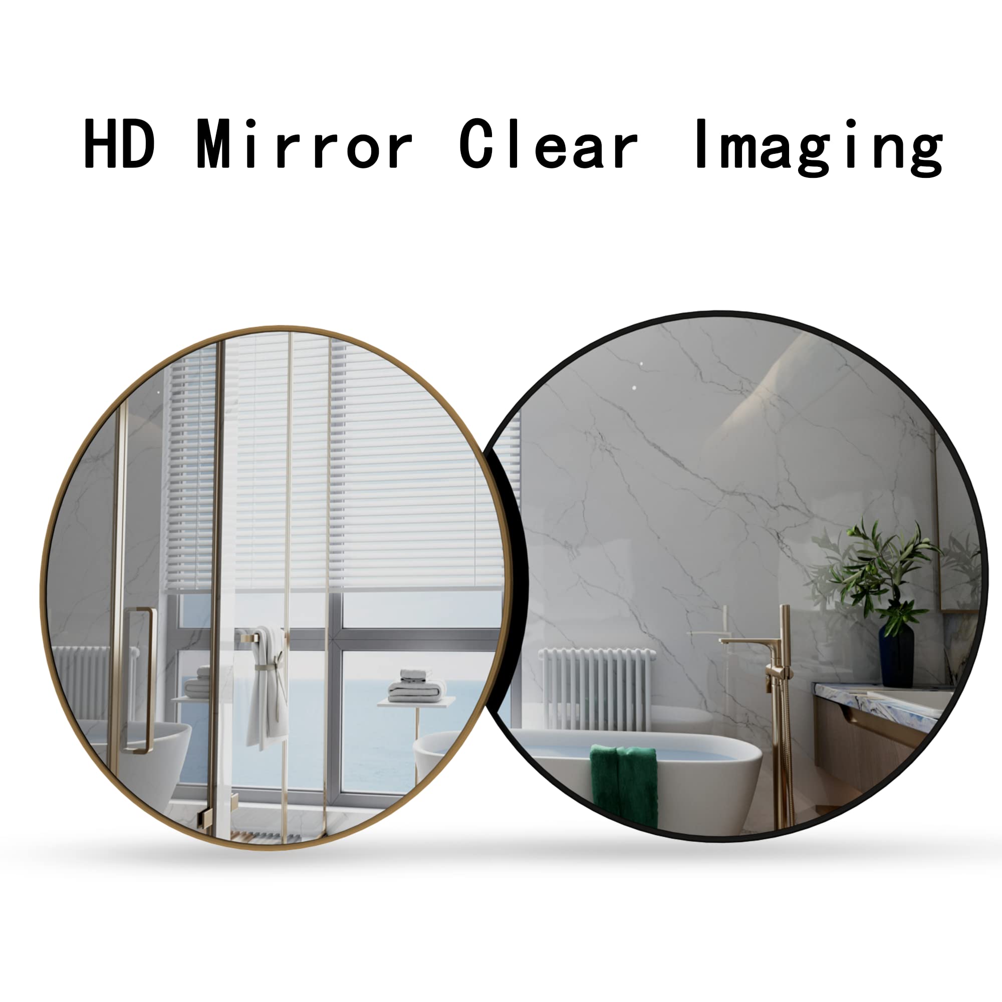 20 Inch Round Wall Mirror - Brushed Metal Frame Circle Mirror for Bathroom, Living Room, Bedroom & Entryway - Modern Home Decor & Daily Use (Black) - Perfect for Vanity, Makeup & Interior Design