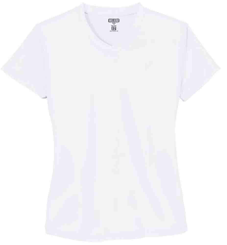 Green Layer Women's Helium E2 V-Neck Short Sleeve Performance T-Shirt - Breathable Athletic Top for Running, Yoga & Casual Wear - White