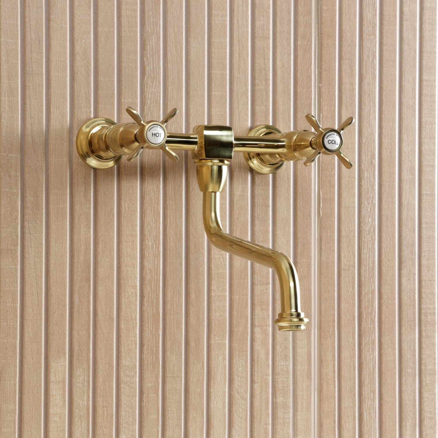 Essex Double Handle 2 Hole Wall Mount Bathroom Faucet - Vintage Style Brass Bathroom Sink Faucet for Powder Room, Guest Bath & Master Bathroom
