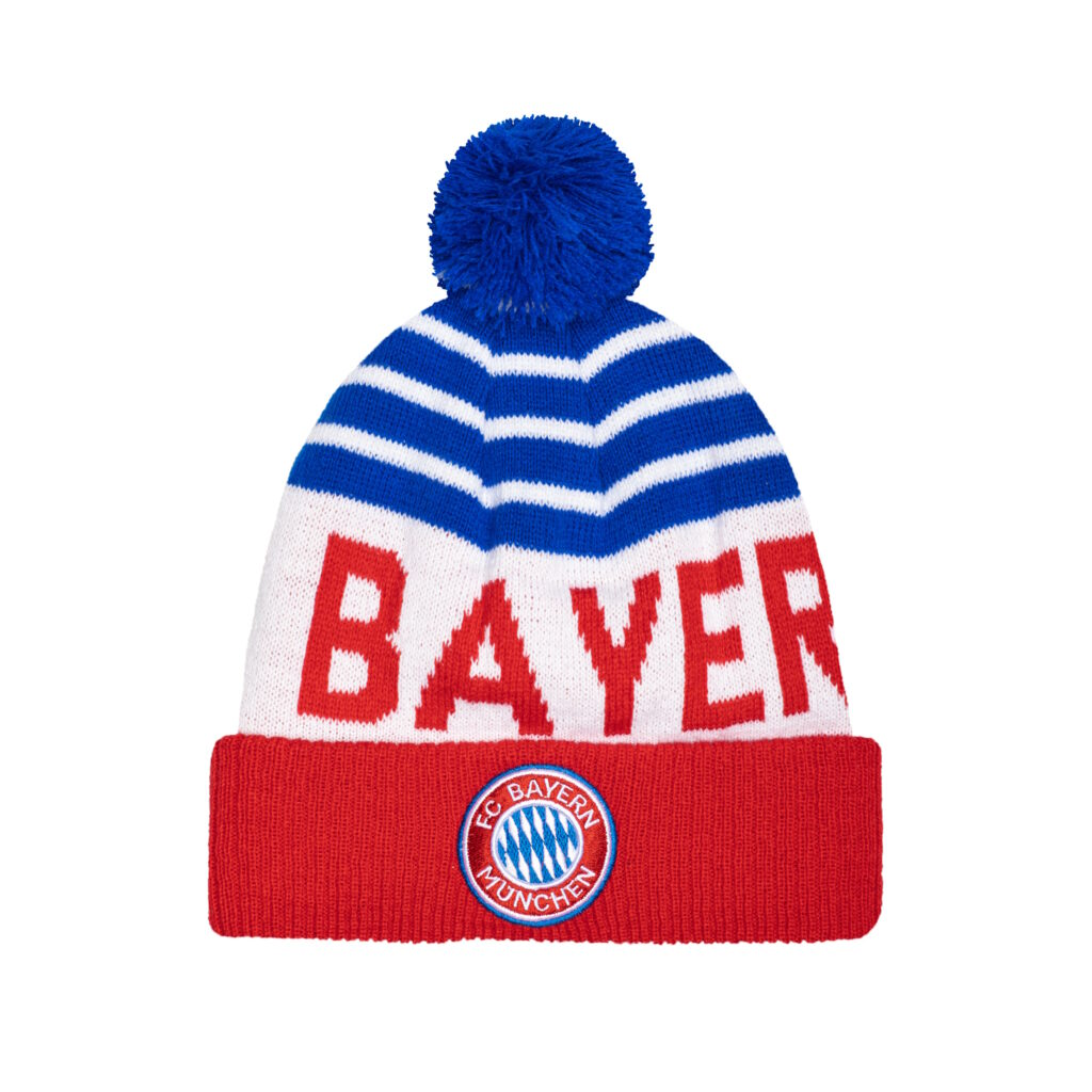 Bayern Munich Fan Ink Pom Beanie - Warm Winter Knit Hat for Soccer Fans - Perfect for Football Games & Outdoor Activities