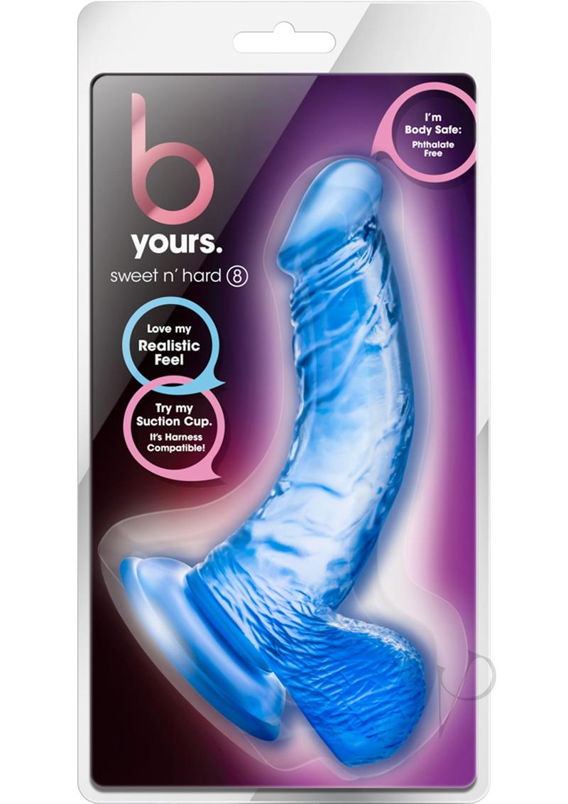BYours Sweet N' Hard 8 Inch Realistic Dildo with Balls - 6.5 Inch Insertable Length - Blue Silicone Adult Toy for Couples & Solo Play - Perfect for BDSM, Roleplay & Spicing Up Your Sex Life