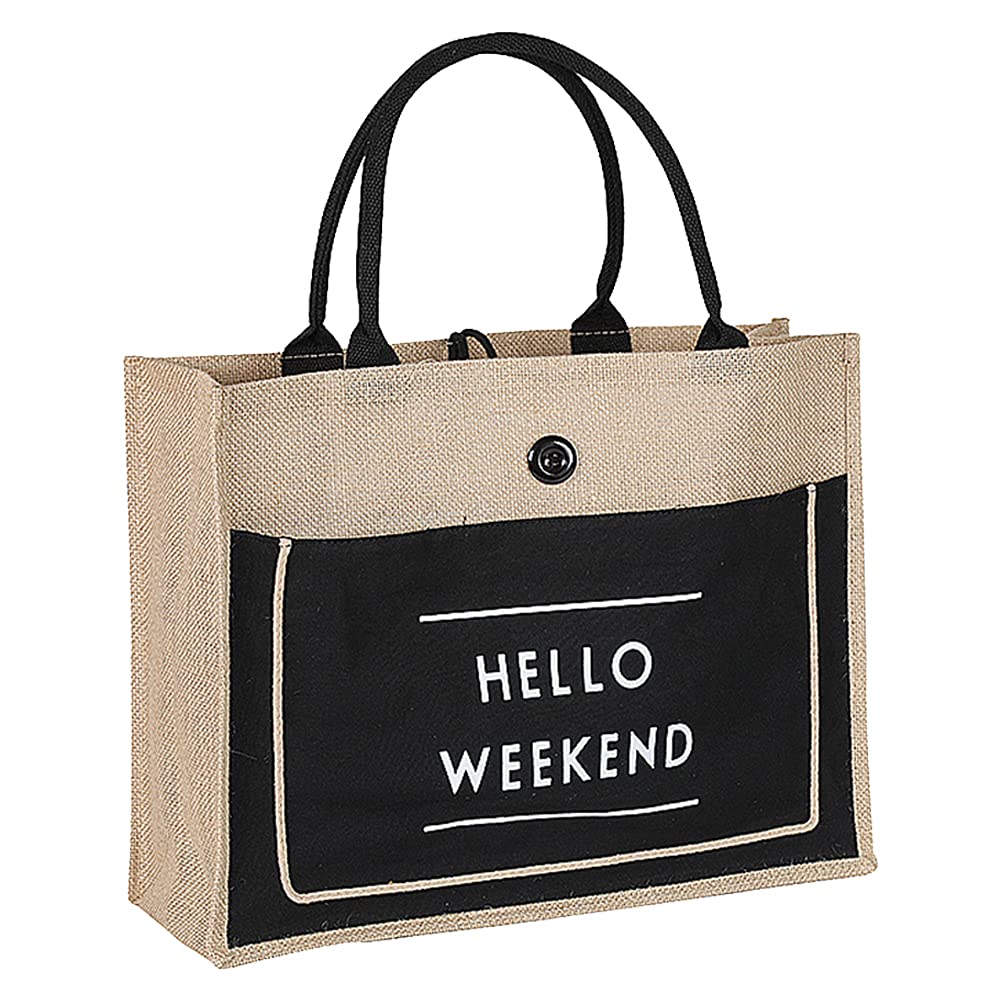 Eco-Friendly Women's Jute Shopping Bag - Reusable Beach Tote with 