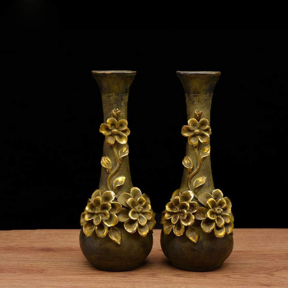 LILOVE Antique Gilt Embossed Copper Vase - Elegant Home Decor Gift for Wedding, Anniversary & Housewarming - Perfect for Living Room, Dining Table & Office Desk Decoration