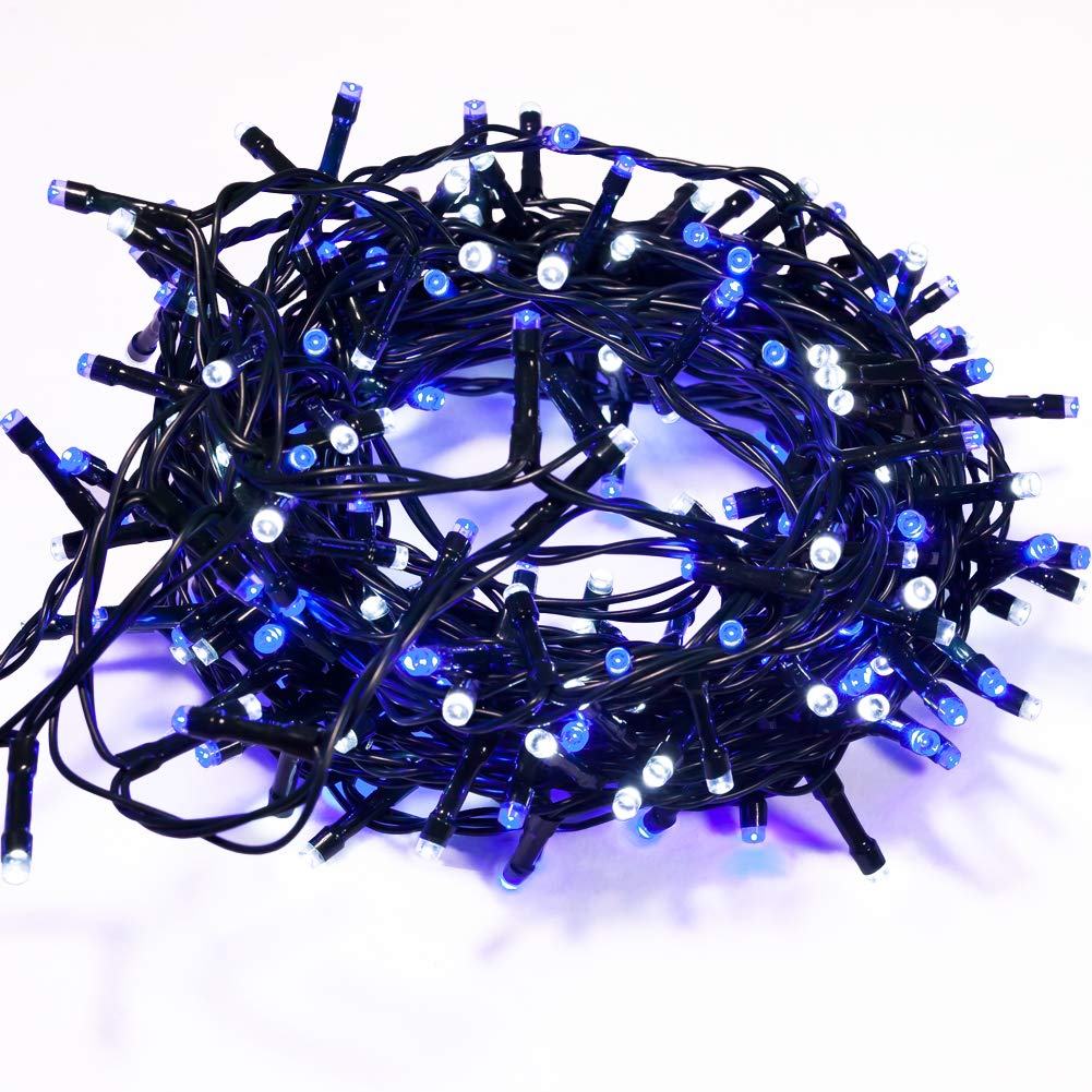 600 LED WISD String Lights 108ft Outdoor Indoor Waterproof Fairy Lights - Blue & White Twinkle Lights for Christmas Tree, Room, Patio, Garden, Wedding & Party Decor | Perfect for Holiday, Bedroom, Backyard & Event Lighting