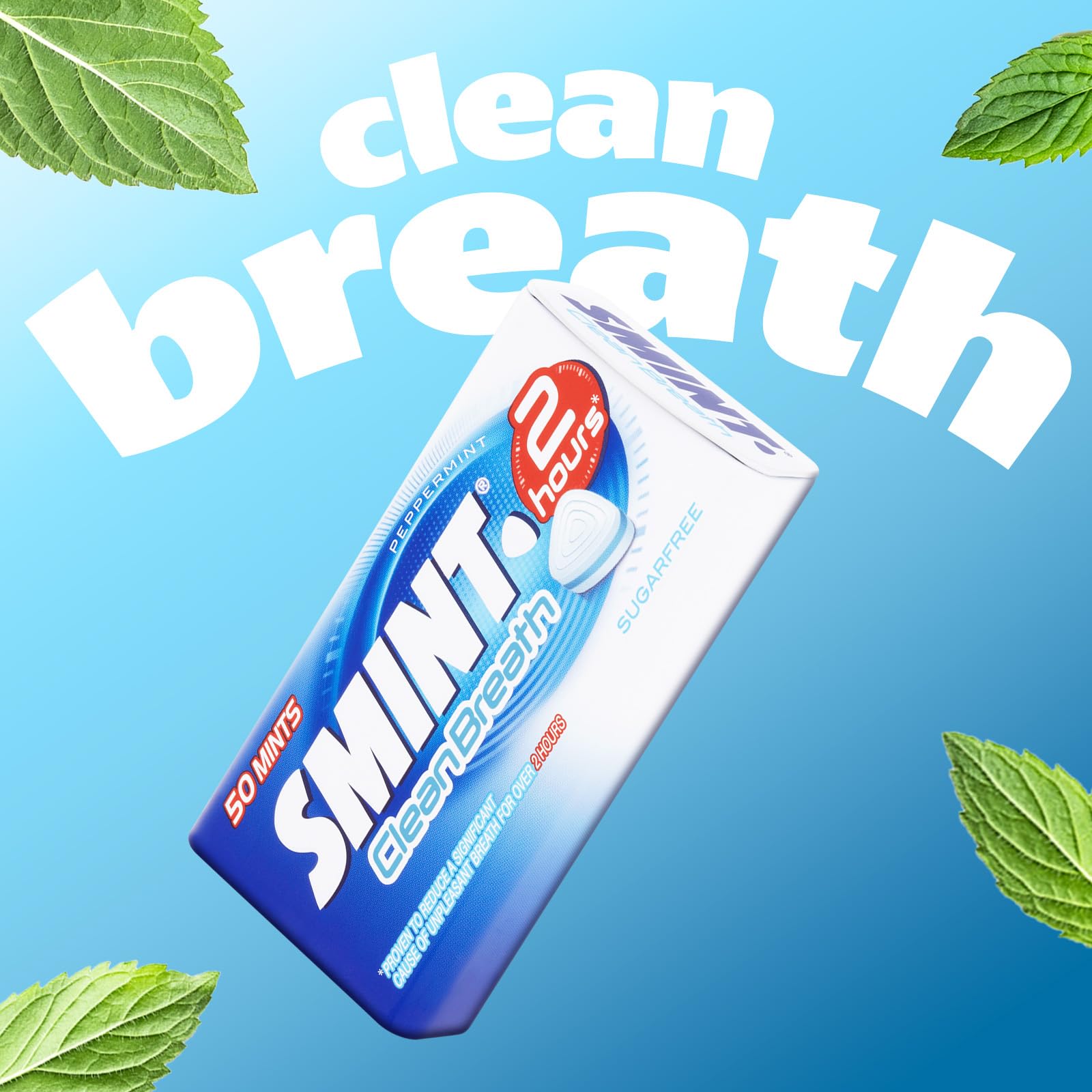 Smint Sugar Free Mints - Long Lasting 2 Hour Fresh Breath, 50 Count XXL Peppermint Flavor - 12 Pack Tins | Perfect for Office, Travel & After Meals