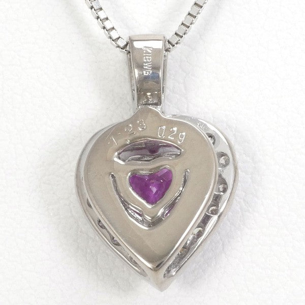 18K White Gold Pink Sapphire & Diamond Necklace - 1.23ct Sapphire & 0.29ct Diamond Pendant for Women, Perfect for Anniversary, Birthday & Valentine's Day Gifts
