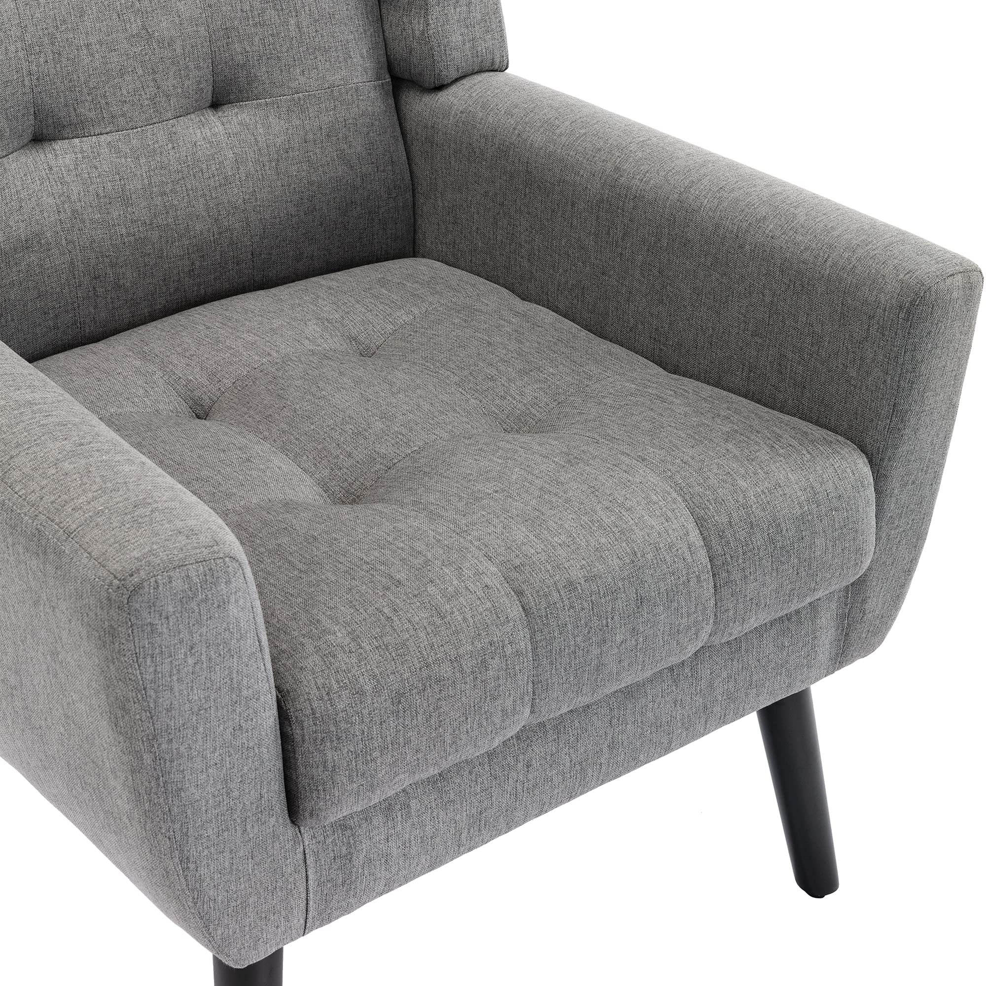 Modern Velvet Accent Chair - Solid Wood Legs Living Room Armchair | Lounge Chair for Club, Office & Balcony | Light Grey Home Decor | Perfect for Reading Nook, Coffee Corner & Cozy Spaces