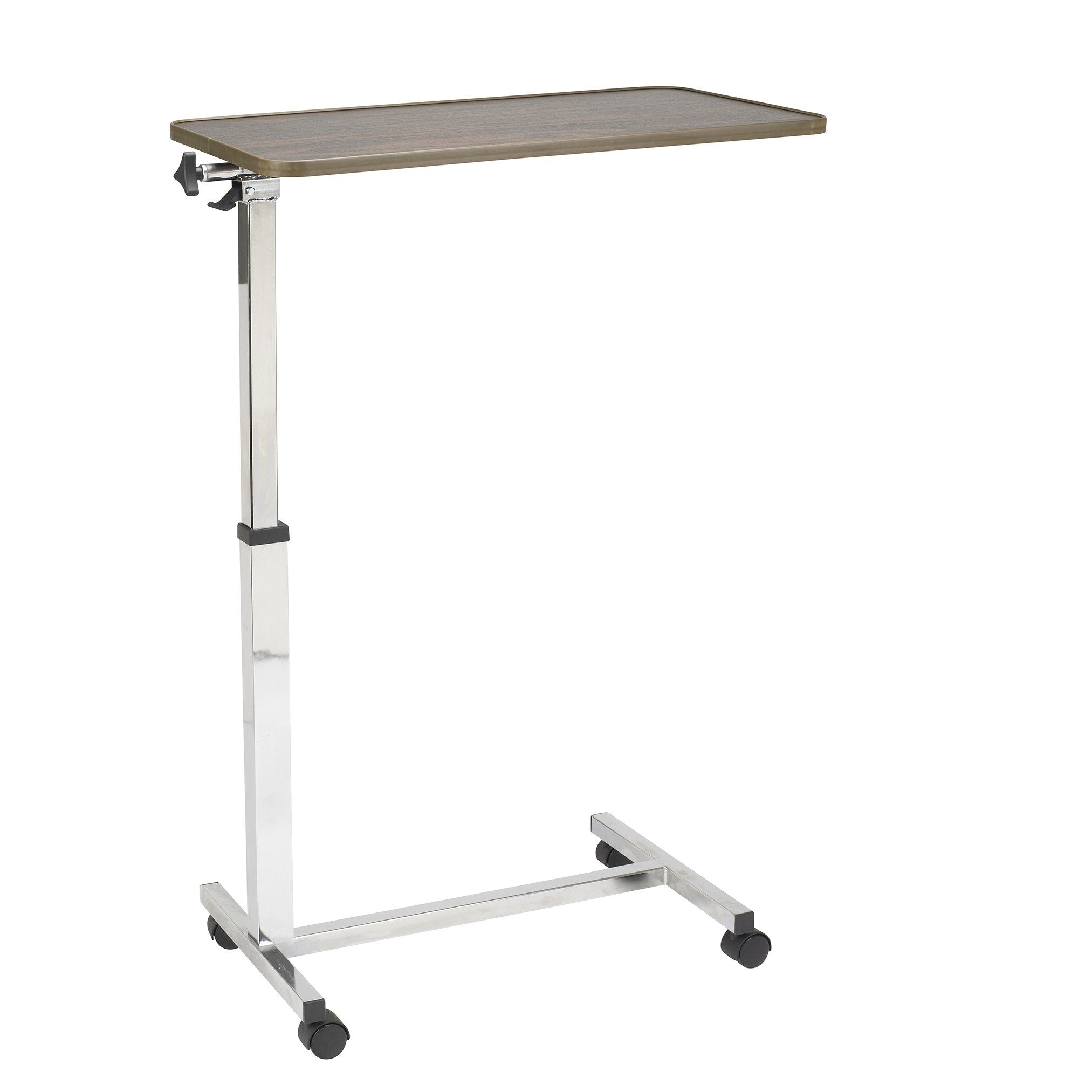 Adjustable Tilt Top Overbed Table - Portable Laptop & Breakfast Tray for Hospital, Home & Office Use - Perfect for Eating, Working & Reading in Bed