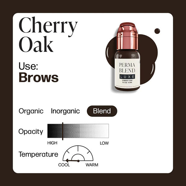 Perma Blend Luxe Cherry Oak Tattoo Pigment - Professional Tattoo Ink for Artists, Permanent Makeup & Cosmetic Tattooing - Ideal for Eyebrows, Lips & Body Art