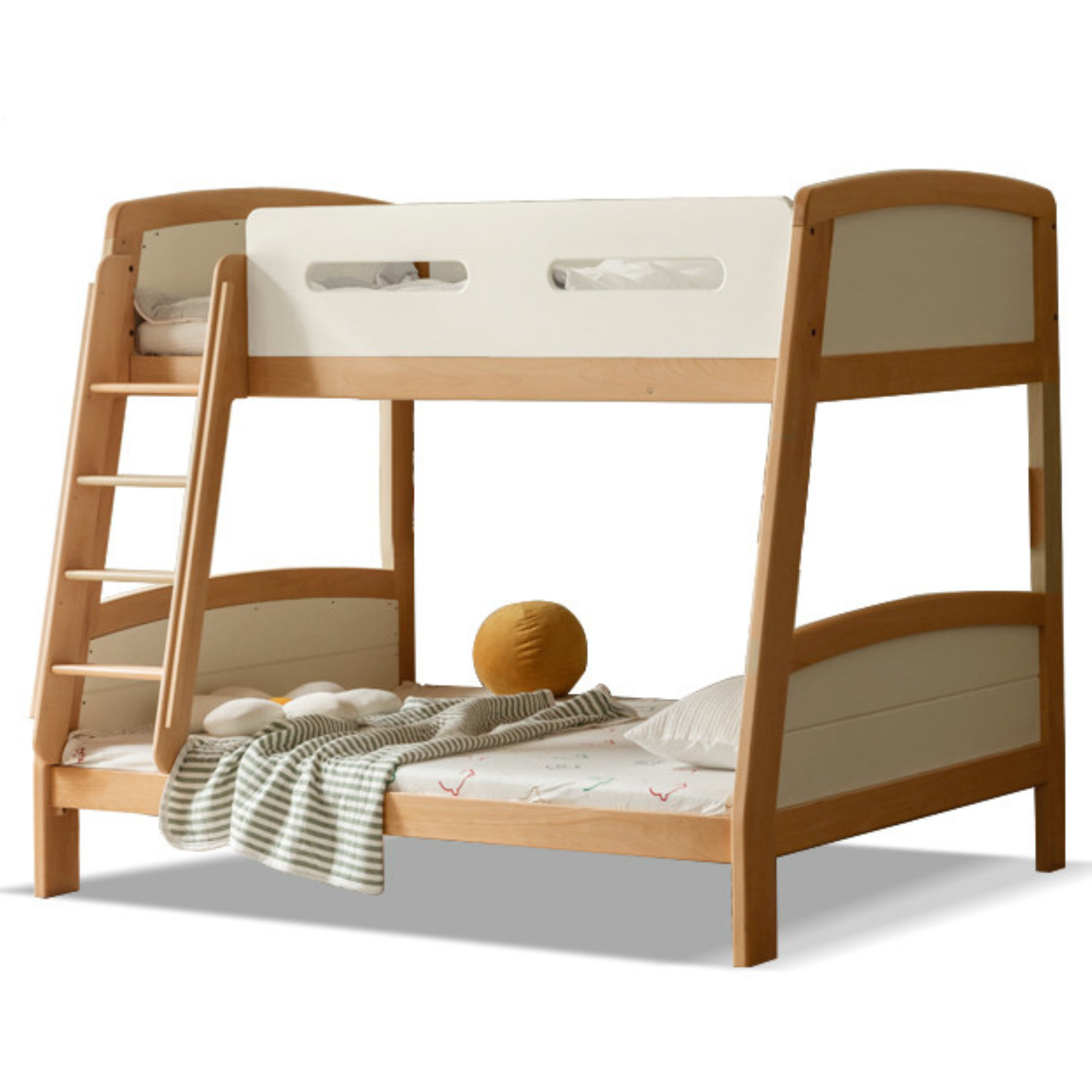 Solid Wood Poplar Kids Bunk Bed with Ladder & Guardrail - Space-Saving Multifunctional Loft Bed for Small Rooms, Dorms & Shared Kids Bedrooms