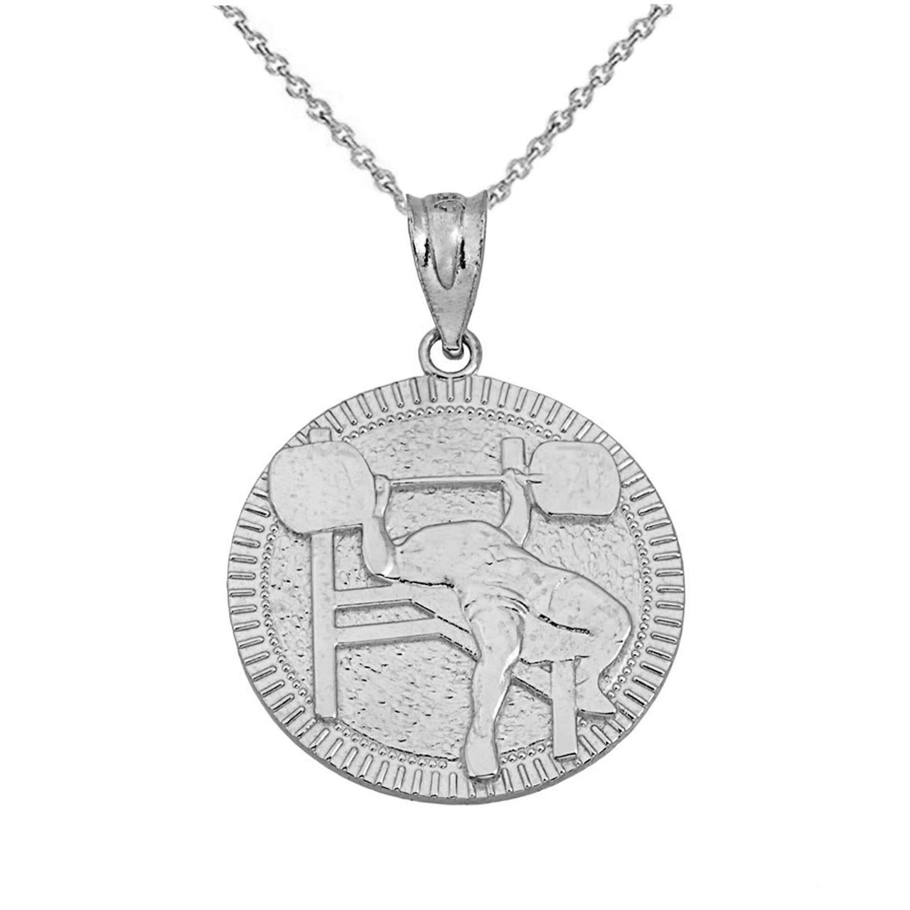 Sterling Silver Gym Barbell Pendant Necklace for Men & Women - Certified 925 Silver Bench Press Charm Jewelry - Perfect for Workout Motivation & Fitness Gifts