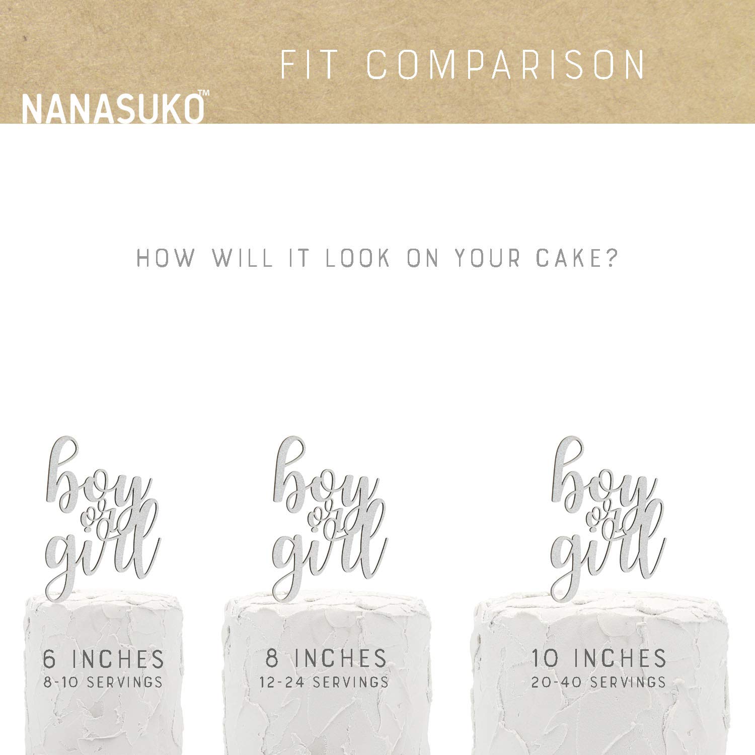 Gender Reveal Cake Topper - Double Sided Silver Glitter Boy or Girl Decorations - Premium Quality Baby Shower Supplies Made in USA - Perfect for Gender Reveal Parties, Baby Showers & Celebrations