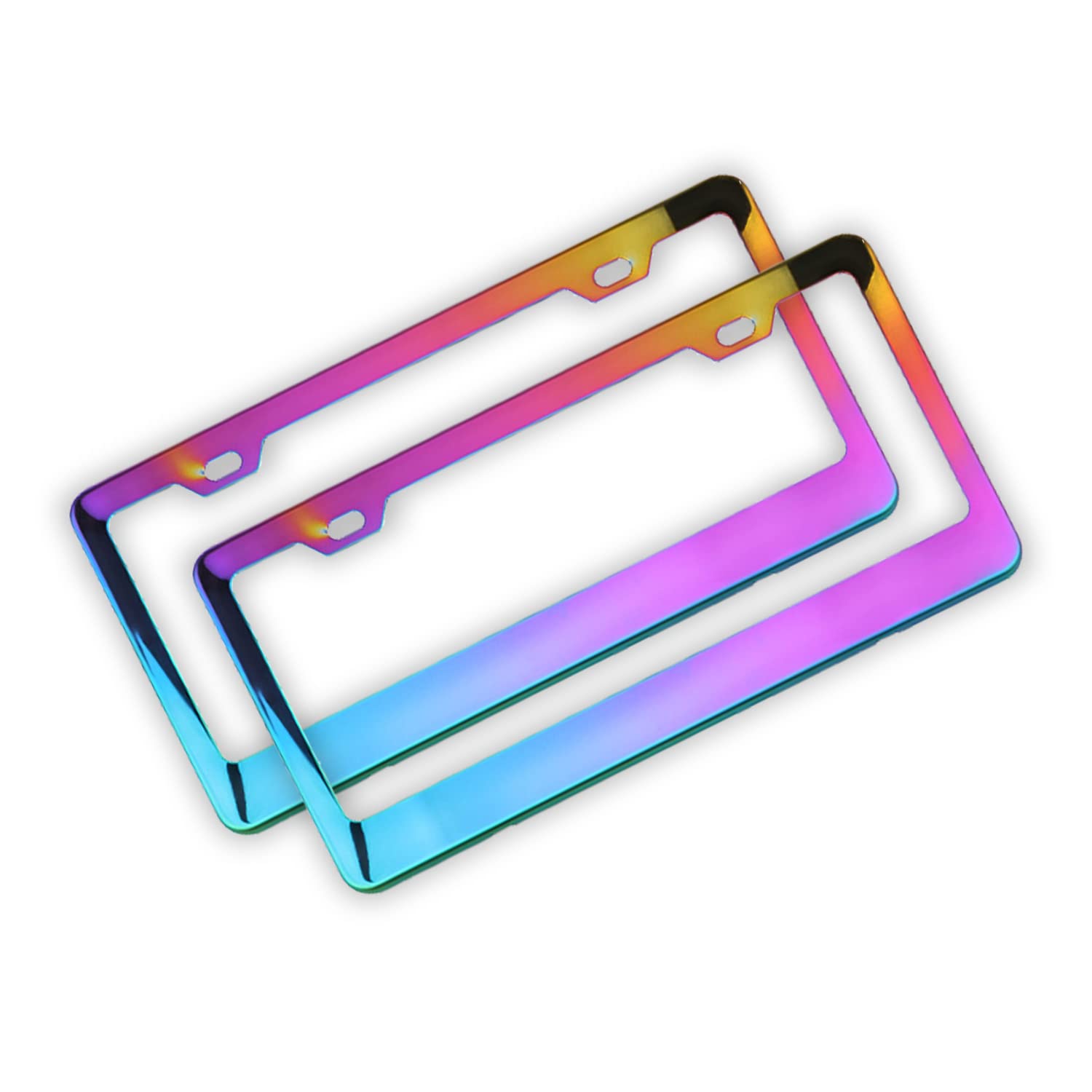 1 PC Slim Chrome Chameleon Design Car License Plate Frame - SUV/Truck License Plate Cover Holder (12.2In x 6.3In, Multicolored) - Durable & Stylish Auto Accessory for Cars, Trucks, SUVs - Perfect for Customization & Vehicle Protection