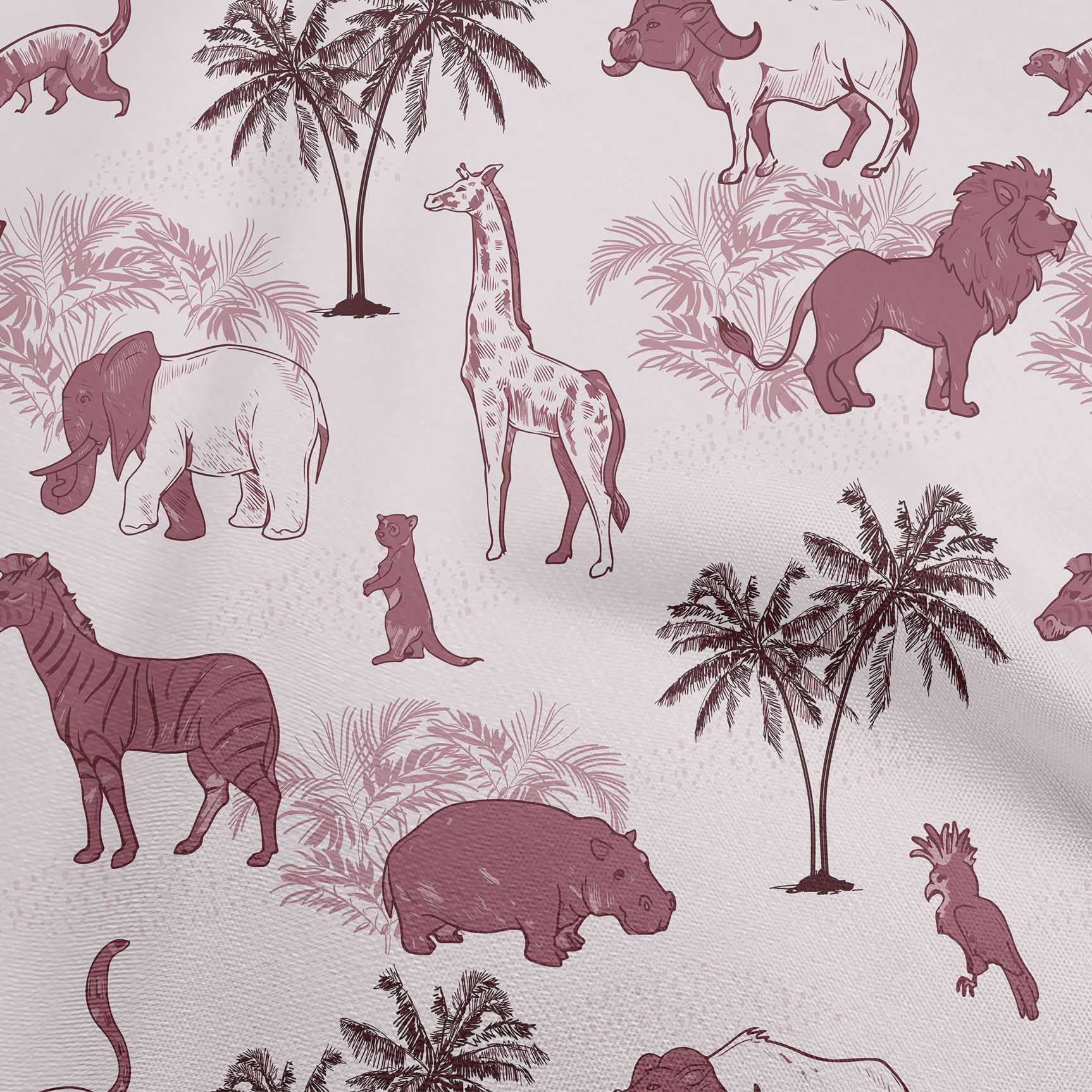 oneOone Georgette Viscose Light Pink Tropical Animal Print Fabric by The Yard - 42 Inch Wide Dress Material for Summer Dresses, Blouses & DIY Fashion Projects