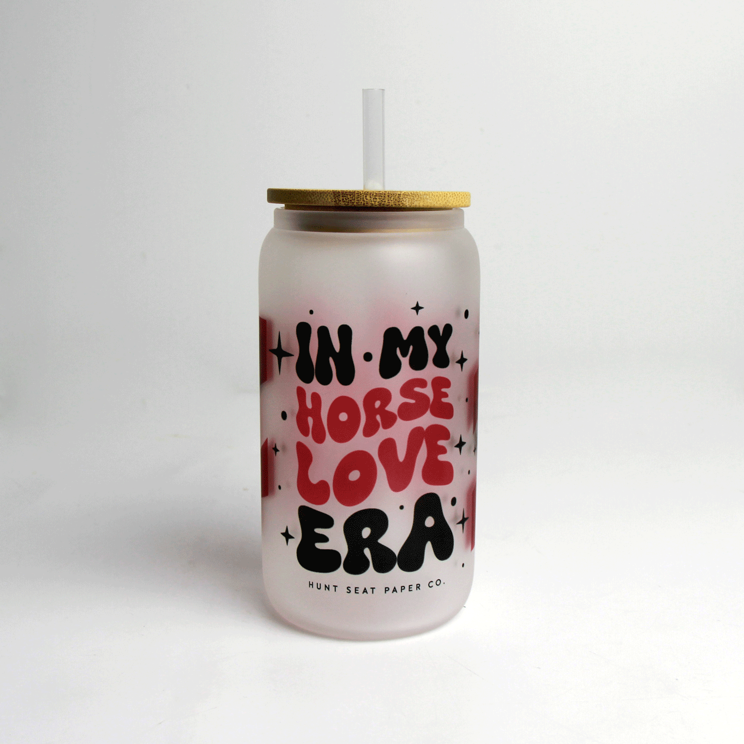 In My Horse Love Era Glass Tumbler with Bamboo Lid & Straw - 20oz Insulated Reusable Cup for Iced Coffee, Tea & Cold Drinks - Perfect for Equestrian Lovers, Barn Visits & Horseback Riding