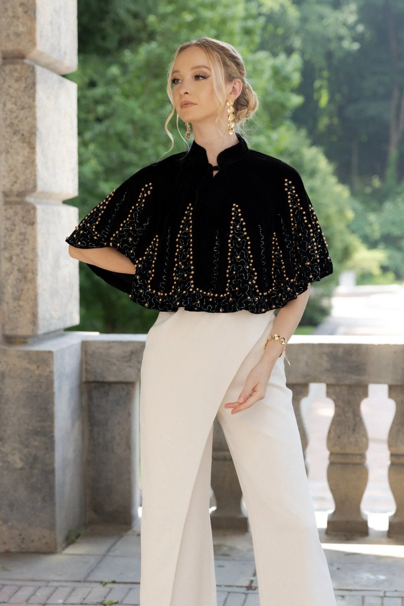 Elegant Holiday Velvet Embellished Capelet Shawl for Women - Perfect for Christmas Parties, Weddings & Special Occasions