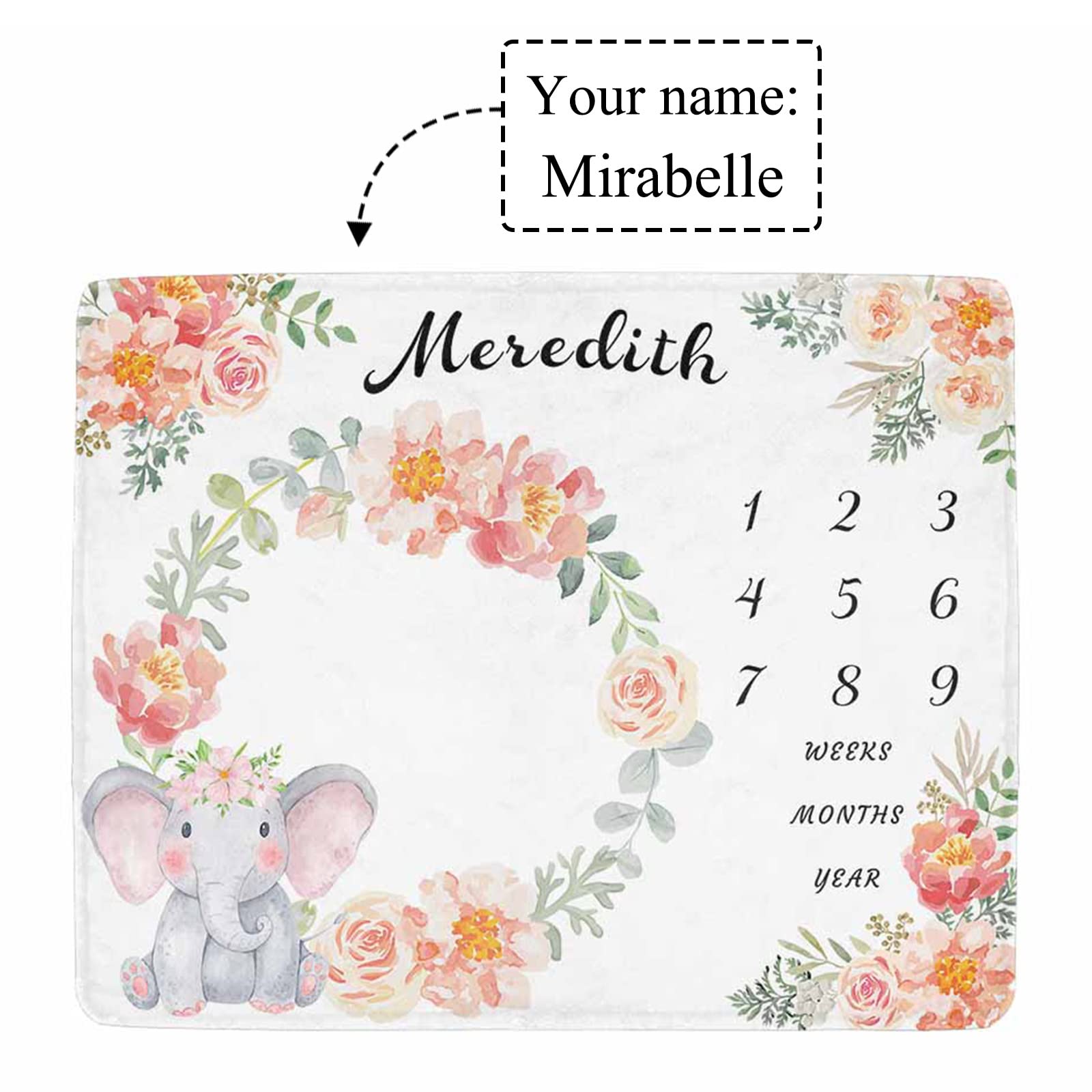 Custom Baby Milestone Blanket with Name - Personalized 30