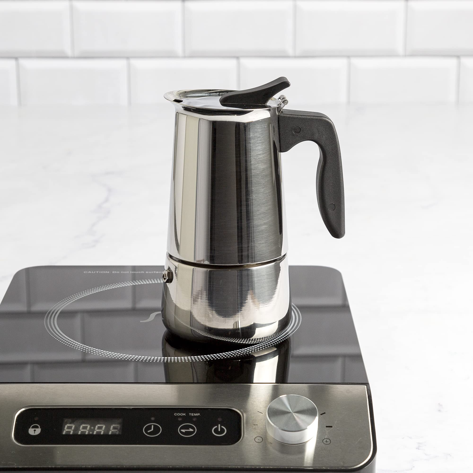 Primaria Premium Stainless Steel Stovetop Espresso Maker - 6 Cup Italian Moka Pot for Rich Coffee - Perfect for Home, Office & Camping Brewing