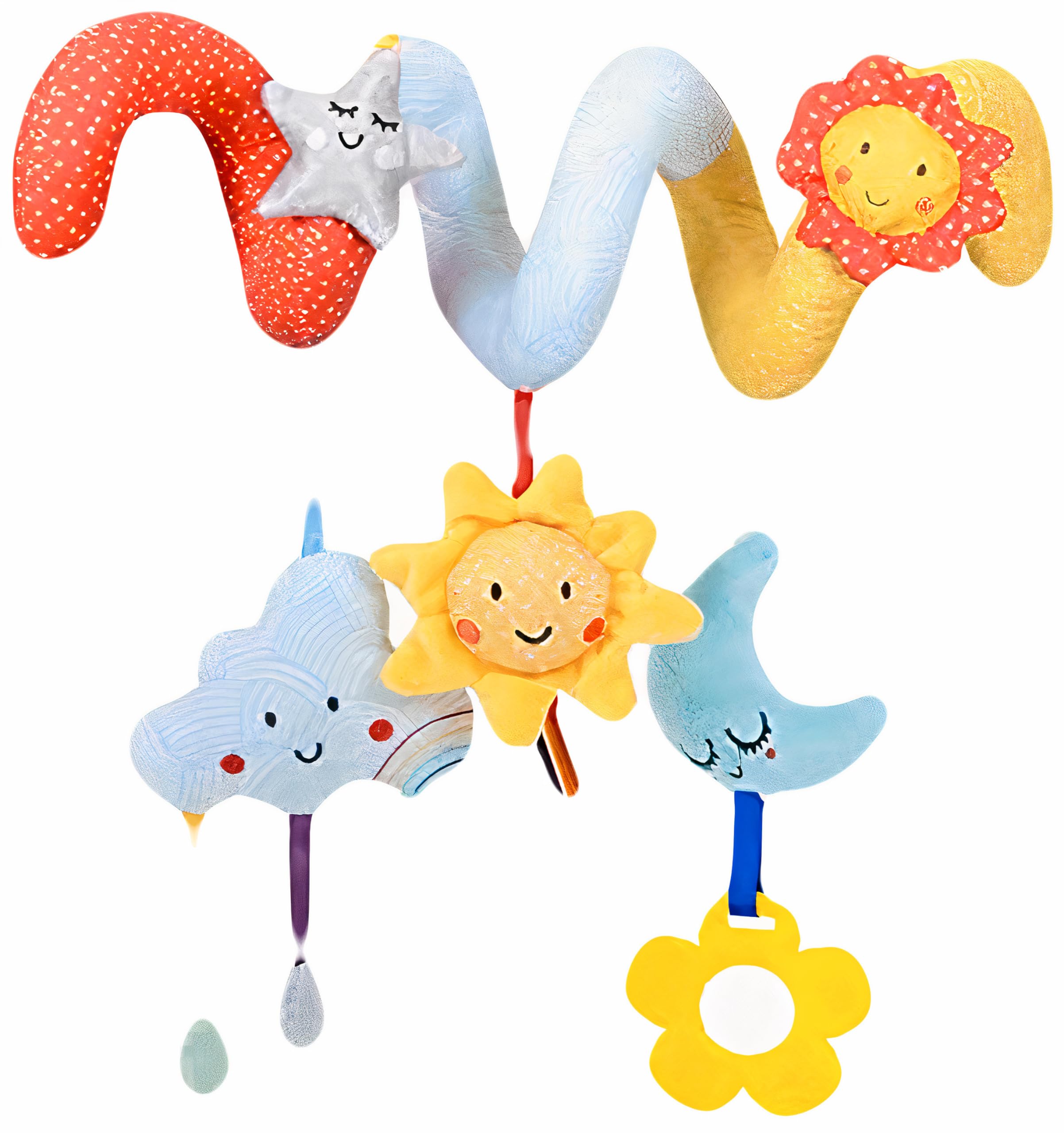 Best Baby Car Seat Toys for 0-6 Months - Soft Crib Accessories & Infant Developmental Toys - Perfect for Strollers, Car Seats, and Cribs - Bilingual English/Spanish (Juguetes para Bebes)