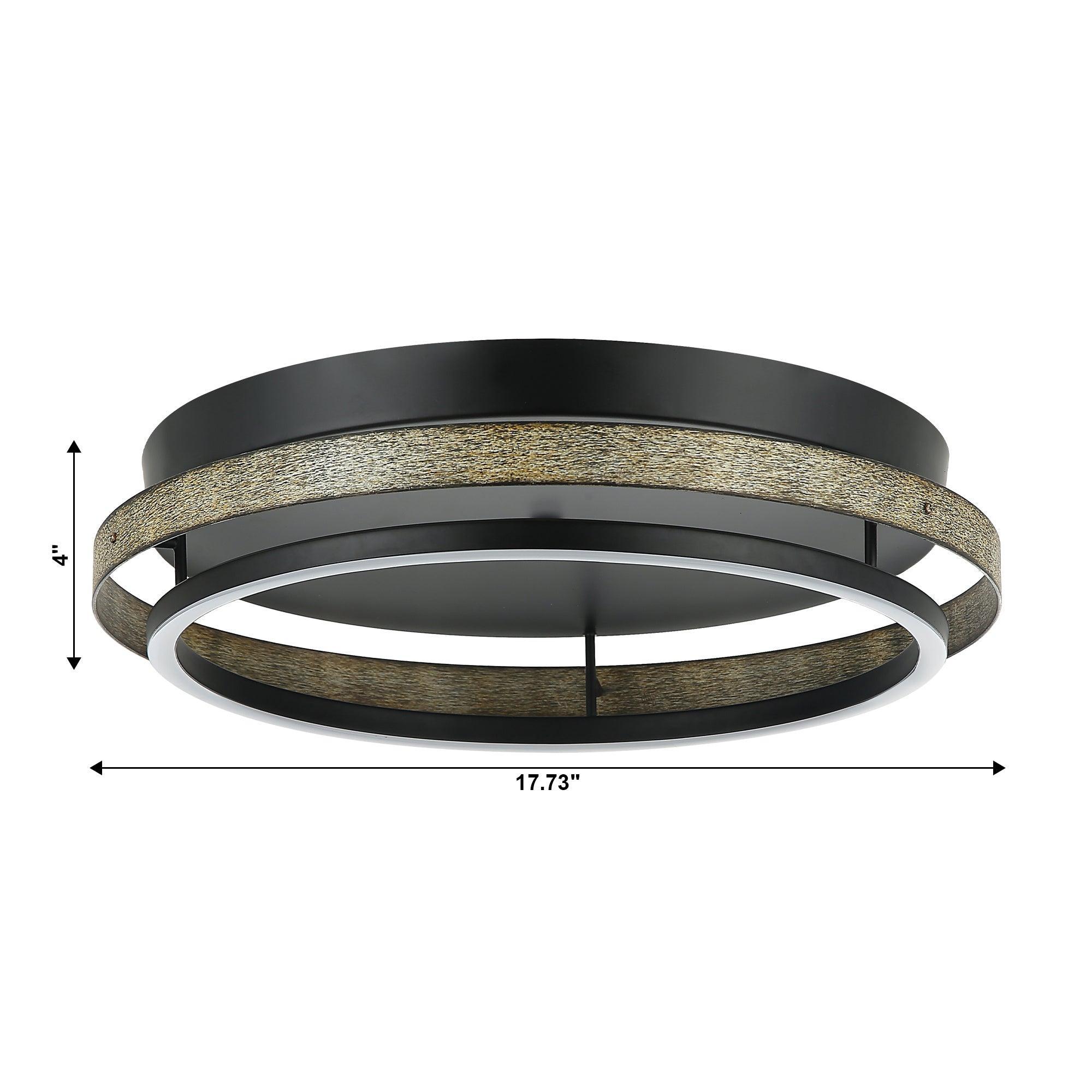 18 Inch Round Farmhouse LED Flush Mount Ceiling Light - Vintage Style Dimmable Lighting Fixture for Kitchen, Dining Room, Bedroom, or Living Room