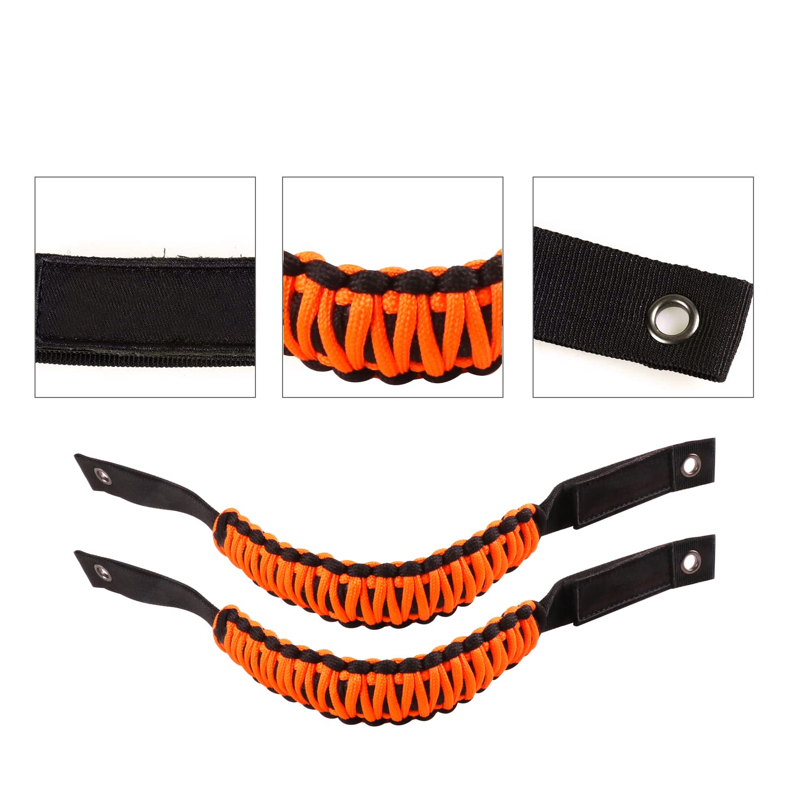 Premium Paracord Roll Bar Grab Handles for 2021-2022 Ford Bronco - Interior Accessories (Orange, 4Pcs) - Off-Road Adventure & Daily Driving Upgrade