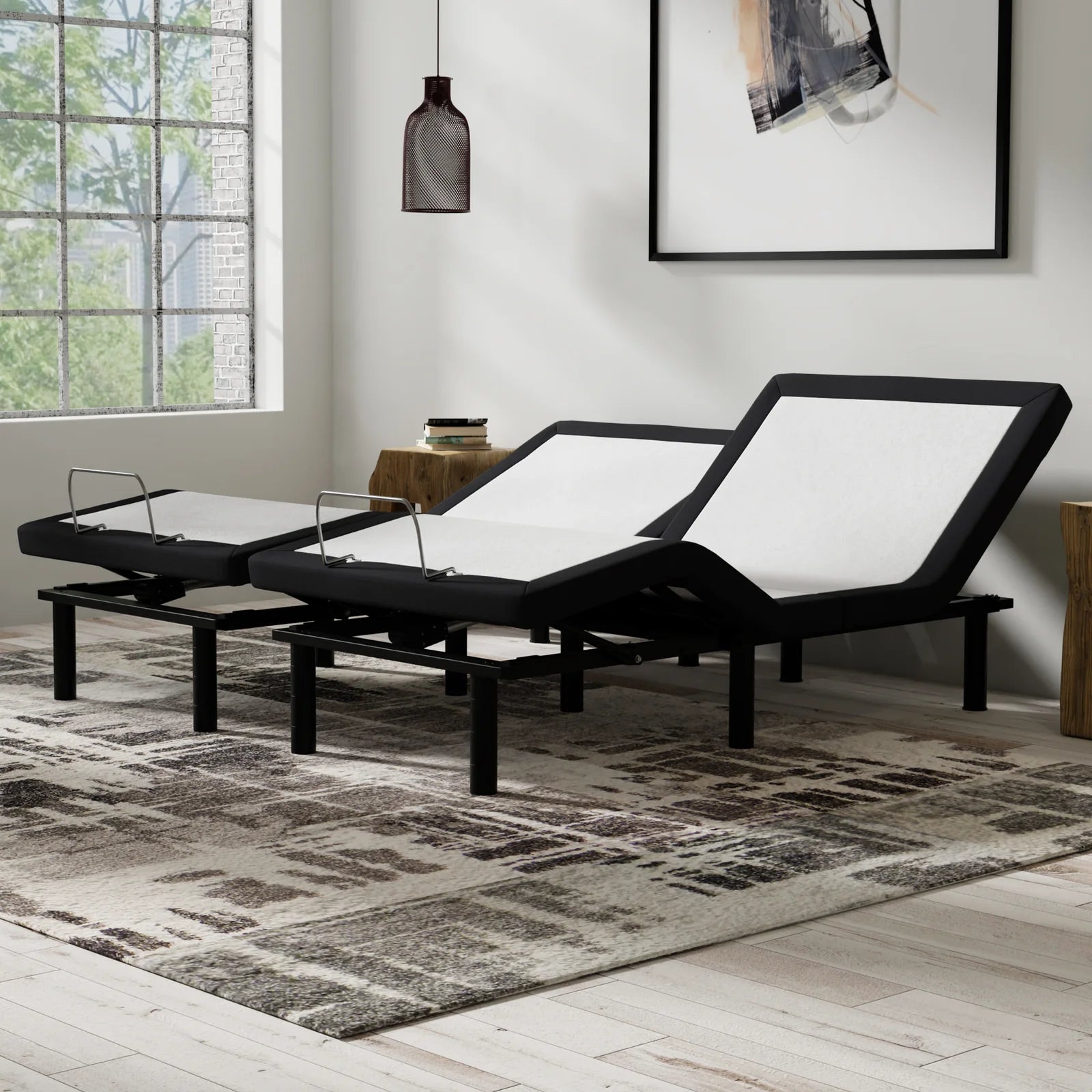 ZZZEN E4 Split Top Flex Head Adjustable Bed Frame with Massage, Zero Clearance Design, Nightlight & USB Ports - Perfect for Back Pain Relief, Couples & Home Theater Comfort