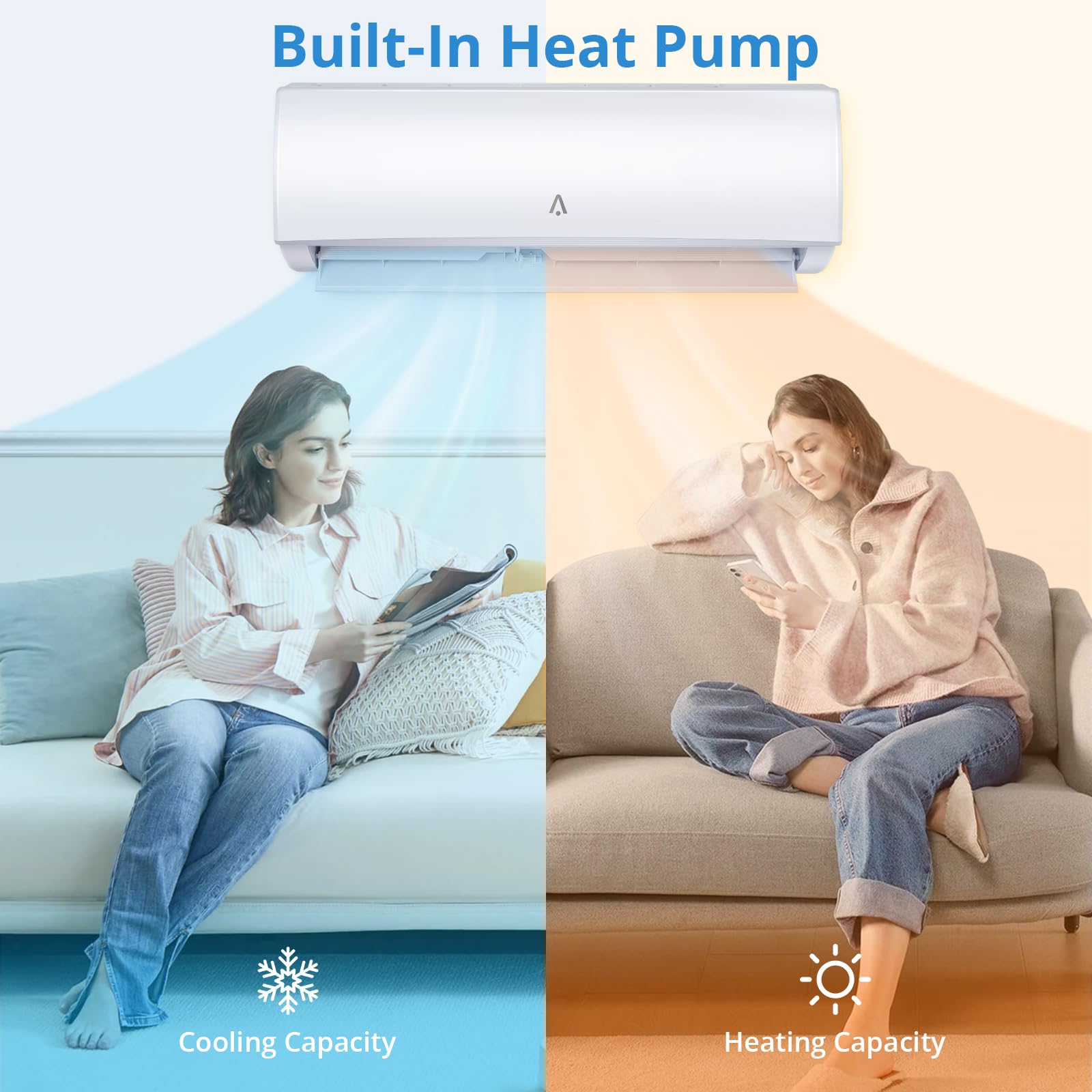 GARVEE 36000 BTU WiFi Enabled Ductless Mini Split Air Conditioner & Heat Pump - 19 SEER2, R454B Refrigerant, 230V Inverter AC Unit with Pre-Charged Condenser - Covers Up to 2000 Sq.Ft for Home, Office & Garage Cooling & Heating