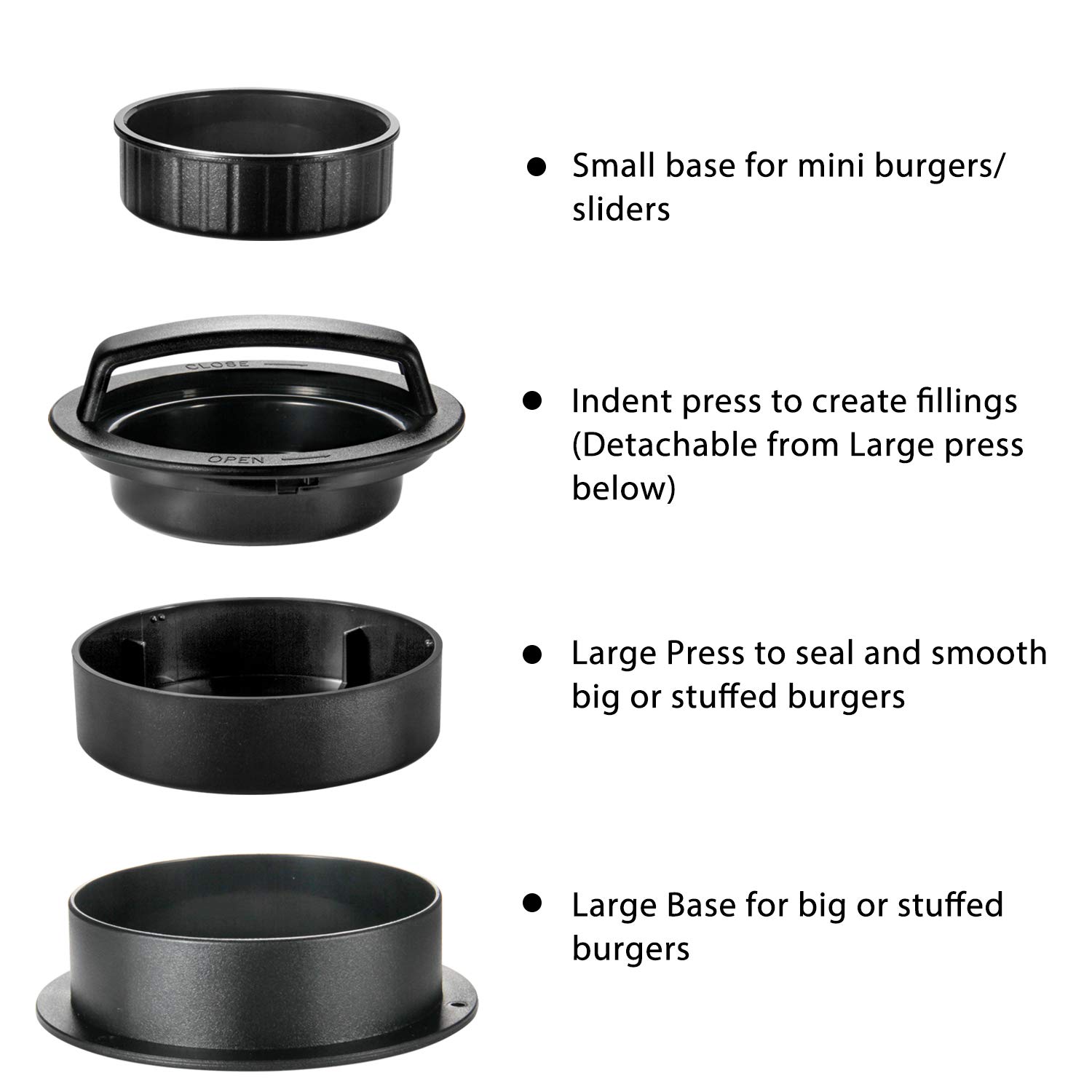 3-in-1 Non-Stick Hamburger Patty Press Maker with 100 Wax Papers - Perfect Burger Shaper for Grilling, BBQ, and Home Cooking - Ideal for Backyard Parties, Camping, and Family Gatherings