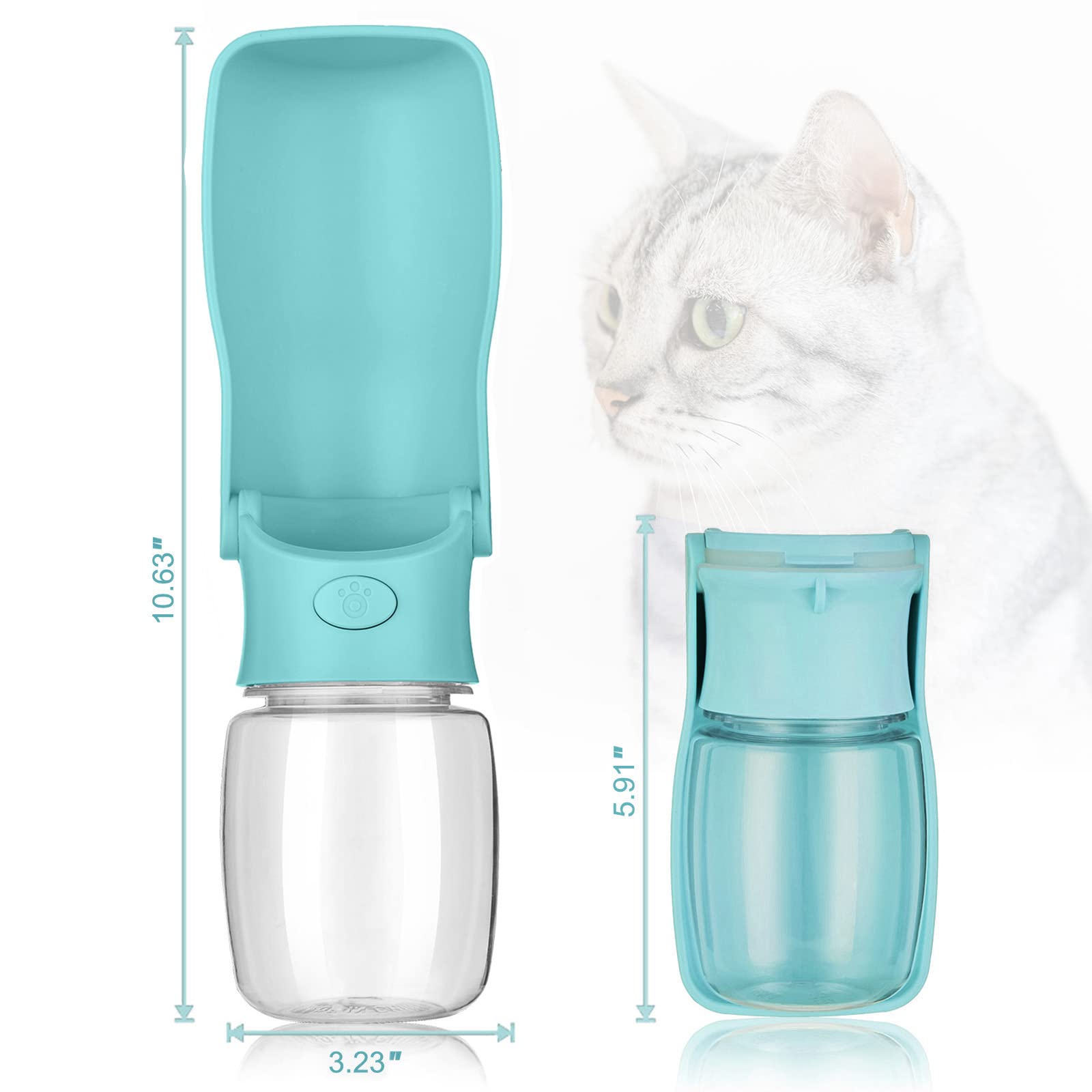 Portable Dog Water Bottle with Foldable Dispenser - Leak Proof & BPA Free Travel Water Bottle for Dogs & Cats | Outdoor Walking, Hiking, Camping, Beach & Travel Accessories (Blue)
