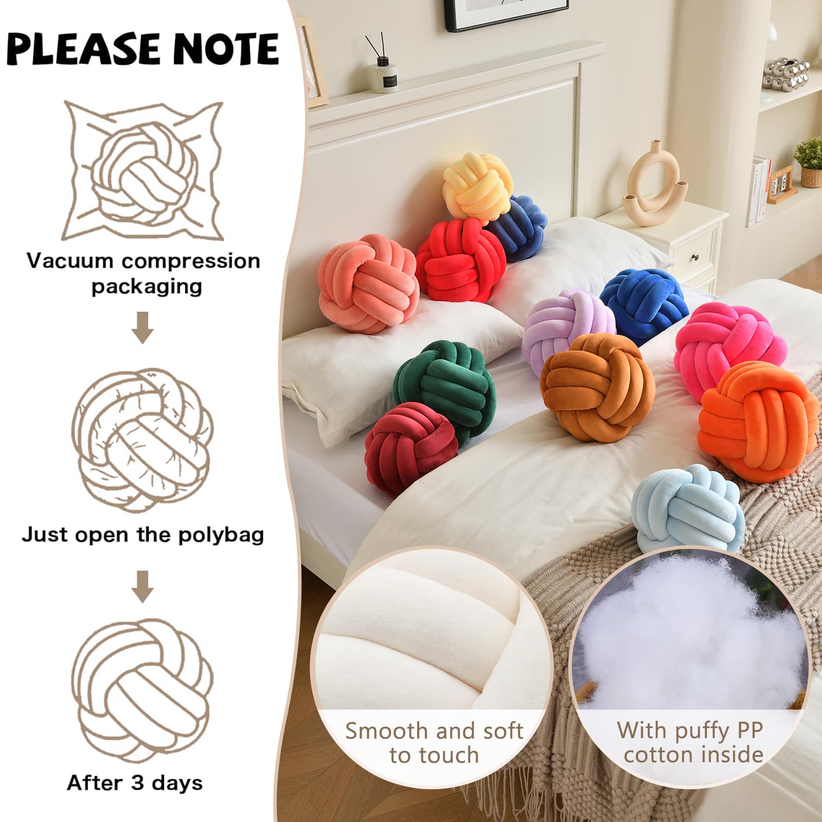 Velvet Knotted Throw Pillow - 8 Inch Round Decorative Cushion for Sofa, Chair, Bed & Home Decor (Coffee) | Perfect for Living Room, Bedroom & Cozy Spaces