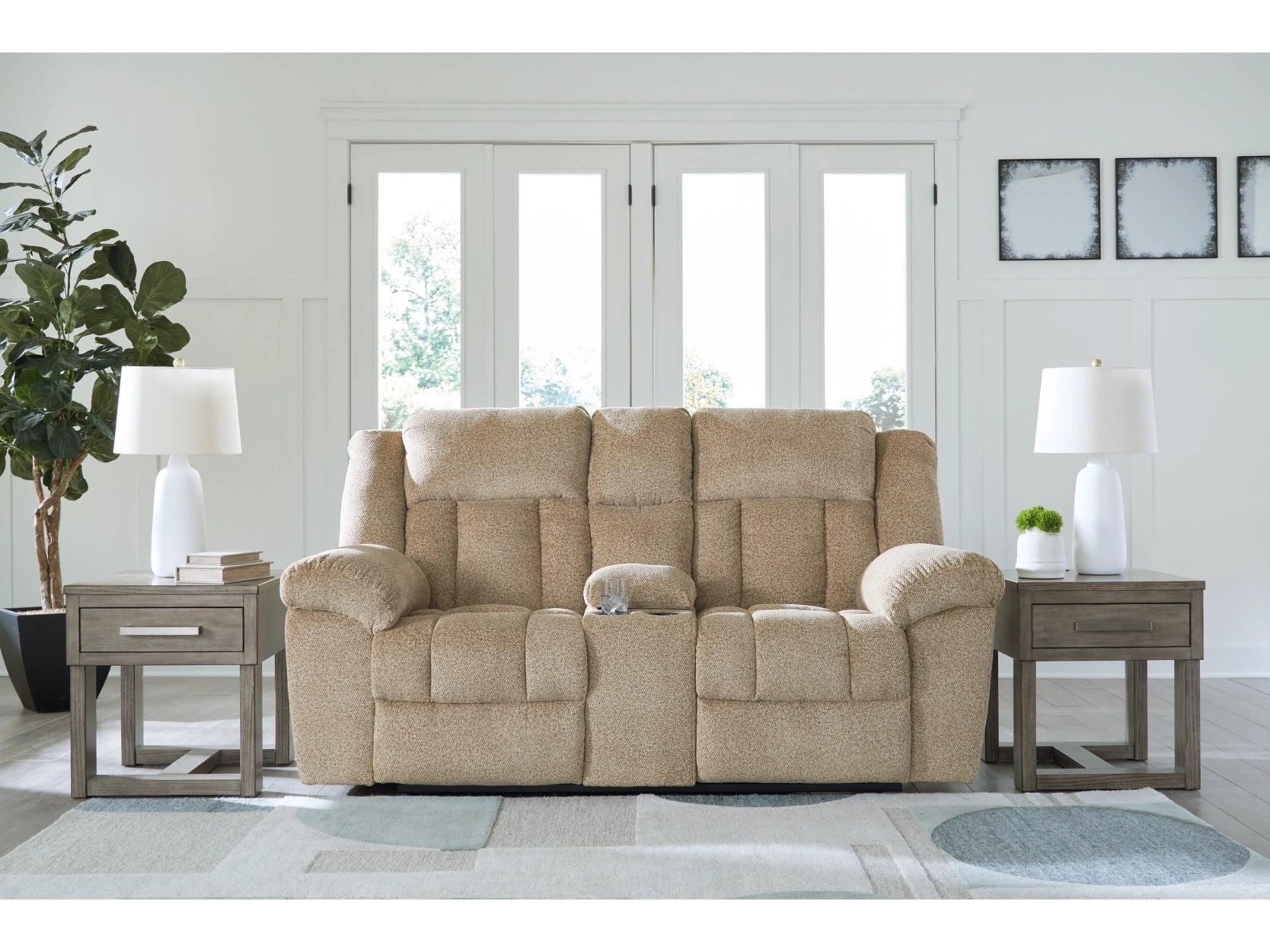 Tip Off Wheat Loveseat Recliner - Comfortable 2-Seater Reclining Sofa for Living Room, Home Theater & Family Room Relaxation