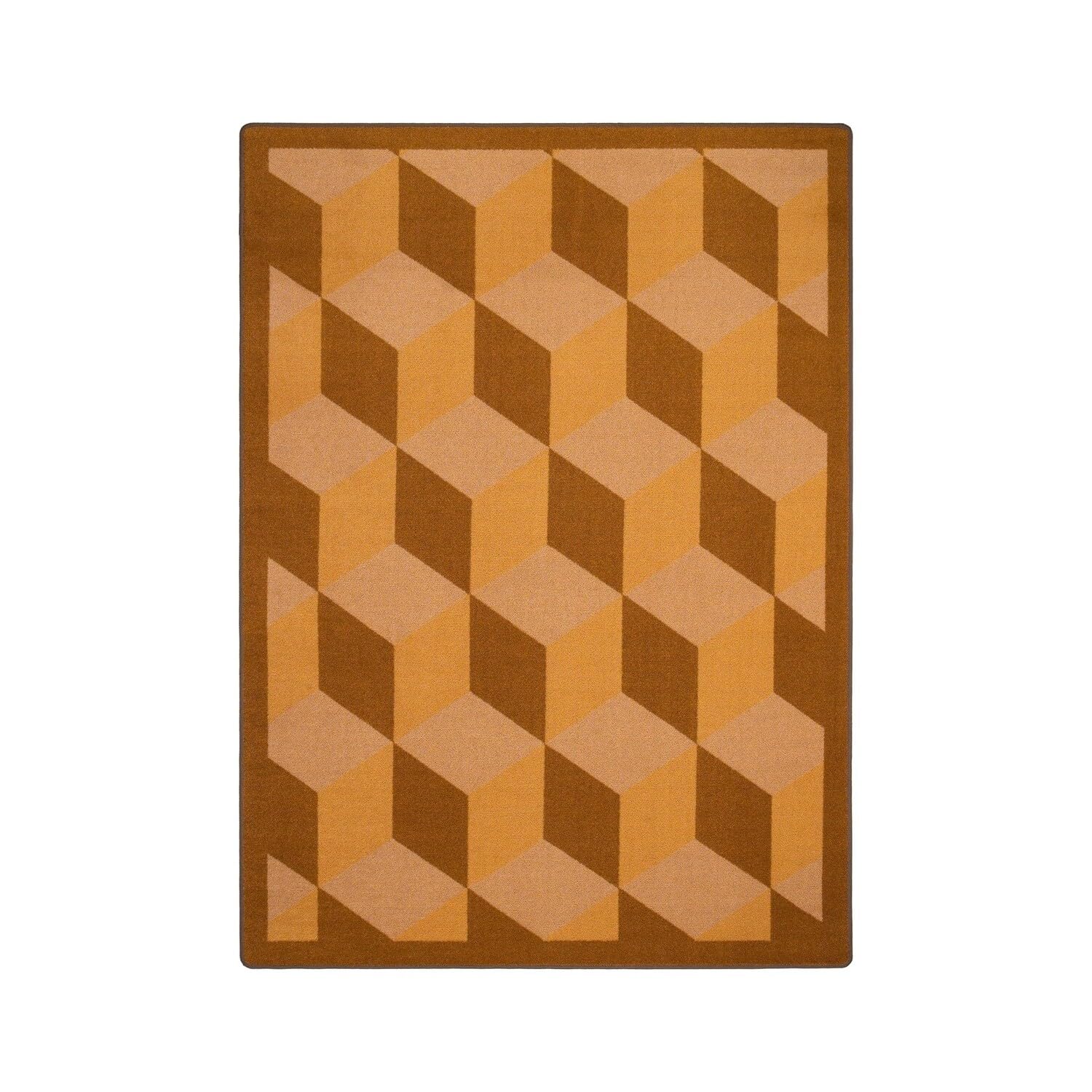 Joy Carpets Kaleidoscope Highrise Whimsical Area Rugs - Soft Modern Geometric Pattern Non-Slip Living Room Rug for Kids Bedroom Playroom Nursery (Wheat)