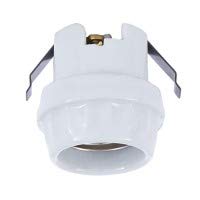 B&P Lamp® Glazed Porcelain U-Clip Snap-in Medium Base Socket with Double Clip - Fits 1 17/32