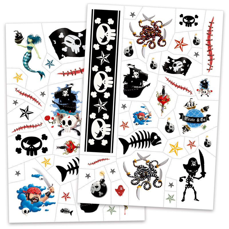 Djeco Kids Temporary Tattoos - 50+ Fun Mixed Designs for Boys & Girls - Safe, Non-Toxic Body Art for Parties, Birthdays & Playtime