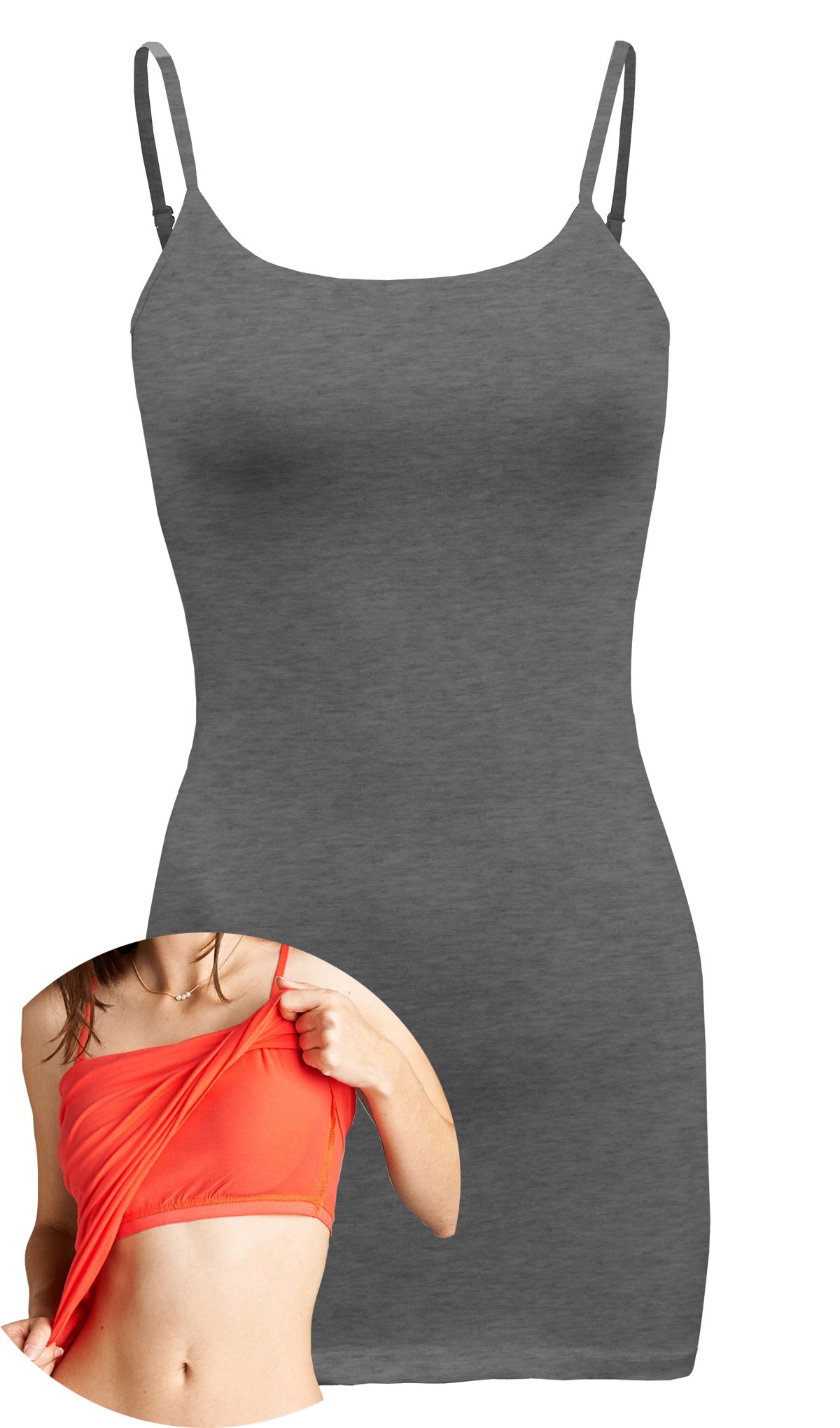 ShezPretty Women's Shelf Bra Adjustable Spaghetti Strap Stretchy Basic Tank Top Cami - Comfortable Everyday Wear for Work, Gym & Casual Outfits | USA Sizes