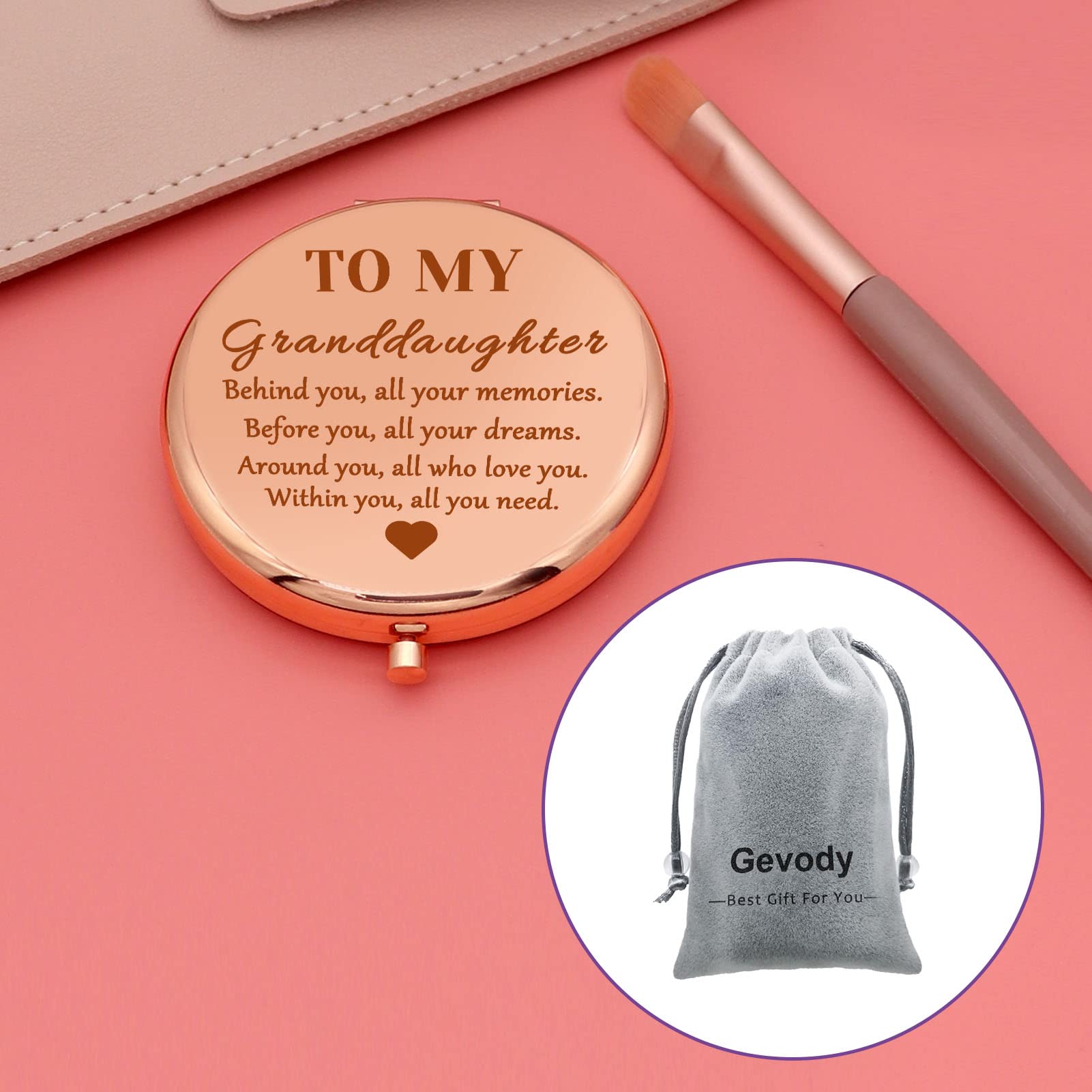 Best Inspirational Compact Mirror for Girls - Thoughtful Granddaughter Gift from Grandma & Grandpa, Encouragement Present for Teenage Kids - Perfect for Birthdays, Graduations, Daily Makeup & School (Elegant Design, Portable Size)