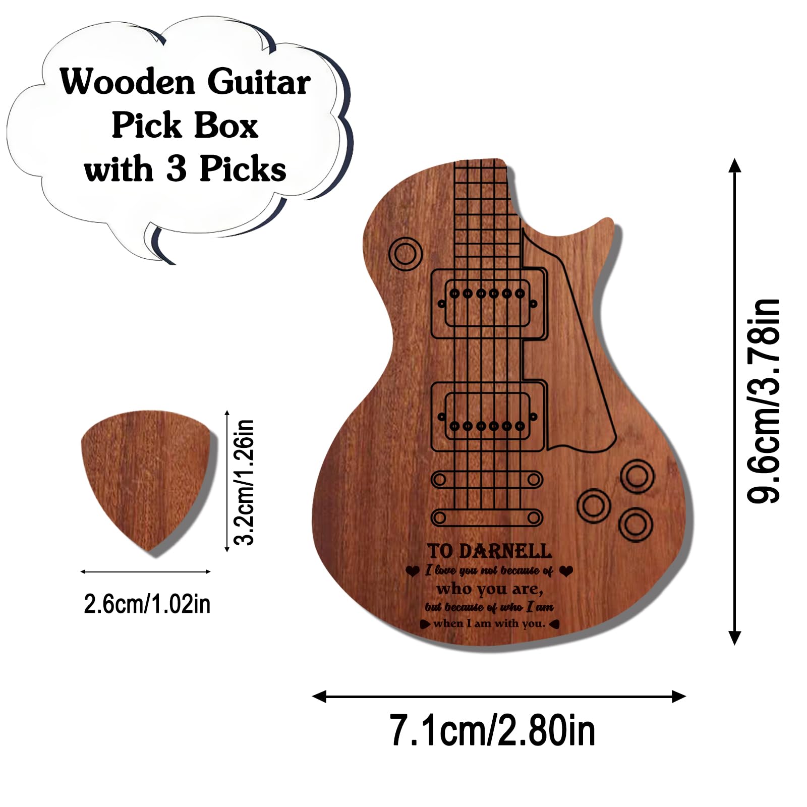 Custom Engraved Guitar Picks Set with Wooden Case - Personalized Name/Text Guitar Picks for Musicians - Perfect Christmas, Valentine's Day Gifts for Him, Her, Boyfriend, Son & Friends - Great for Guitar Players, Collectors & Music Lovers