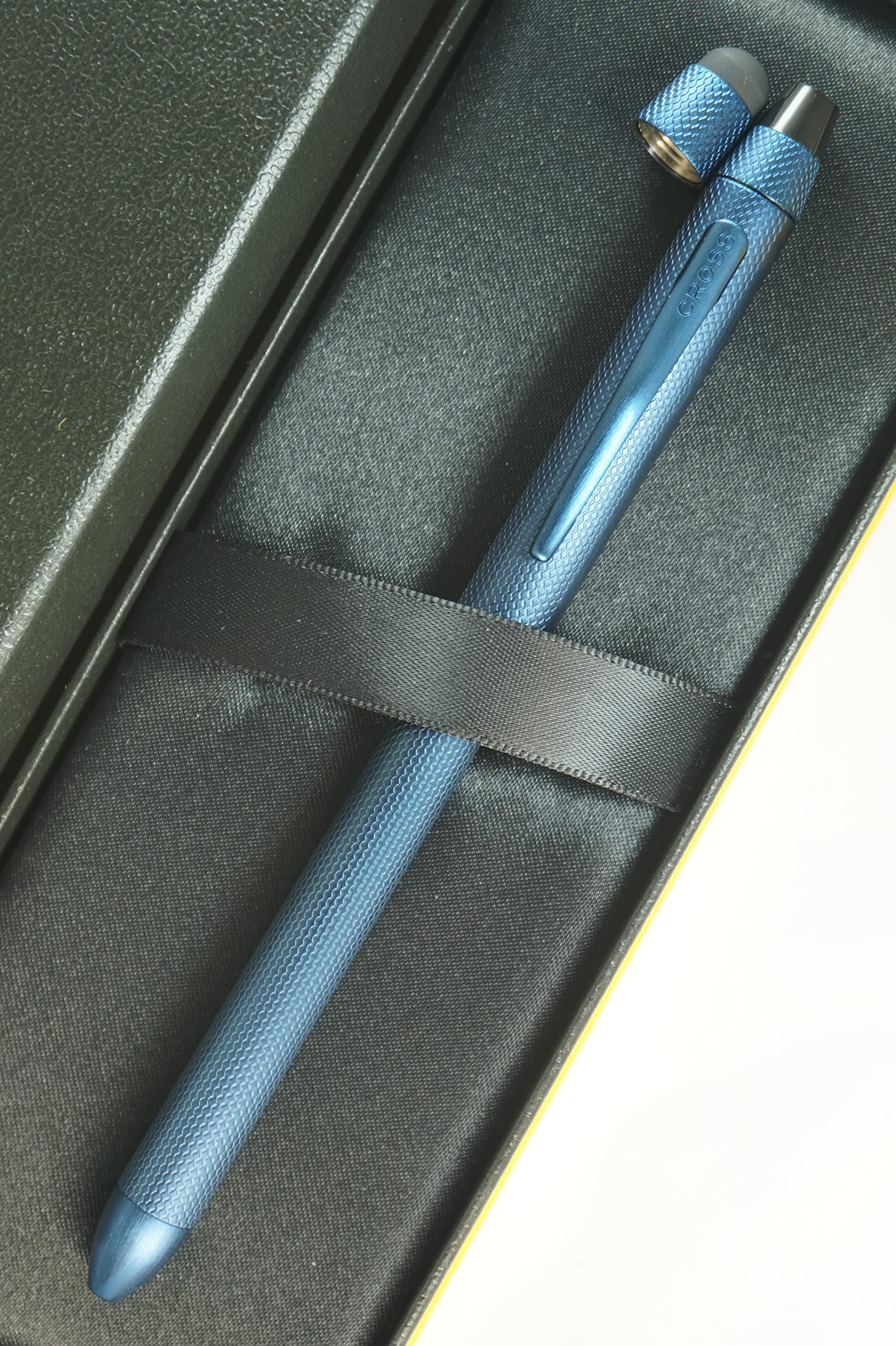 Cross Tech3+ Multi-Function Pen - 0.5mm Pencil, Black & Red Ink Refills, Brushed Dark Blue Diamond Barrel with Interchangeable Caps | Perfect for Office, School & Professional Use