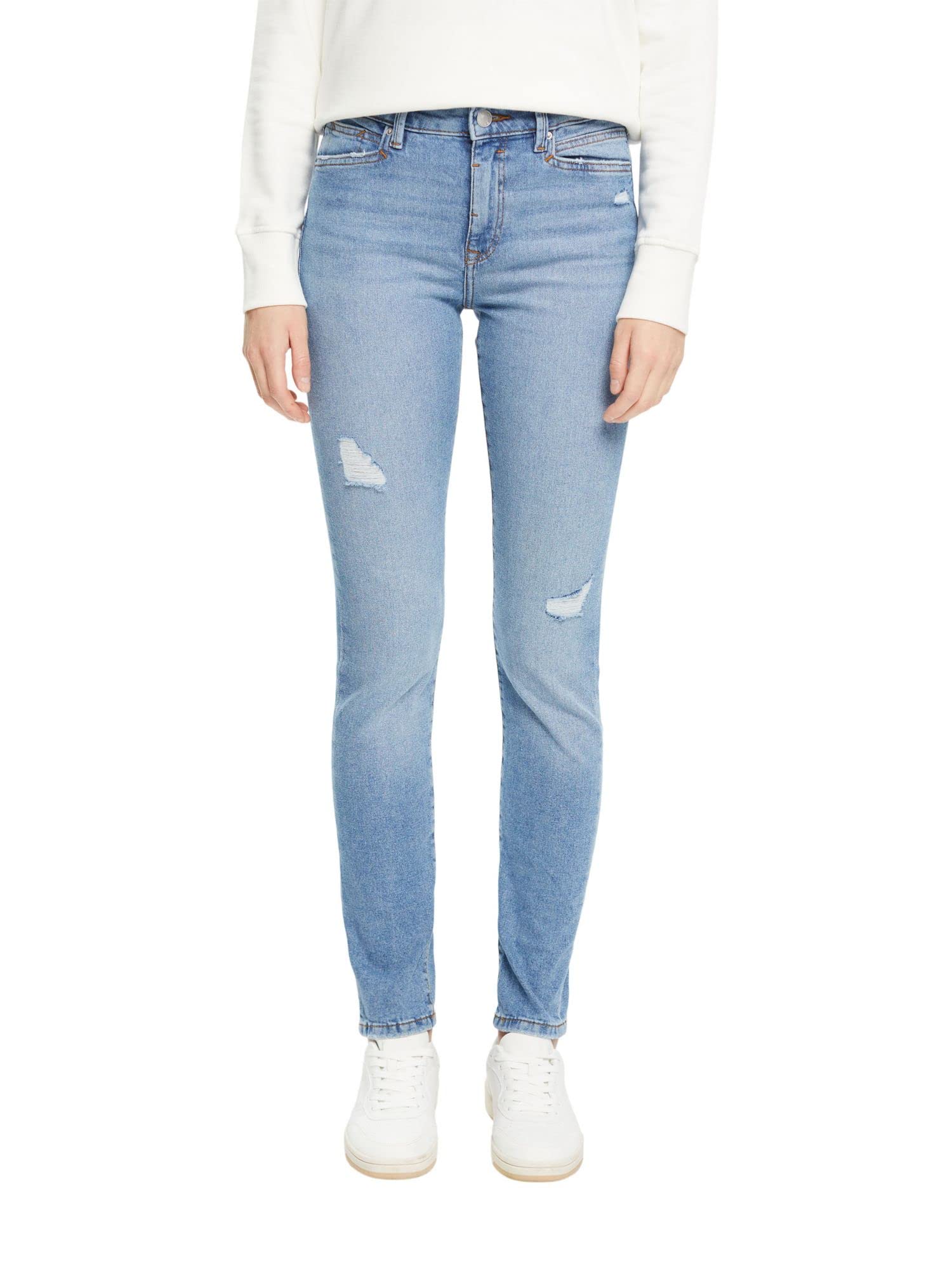ESPRIT Women's High Waist Stretch Denim Jeans - Slim Fit Comfortable Skinny Pants for Casual Wear & Everyday Outfits