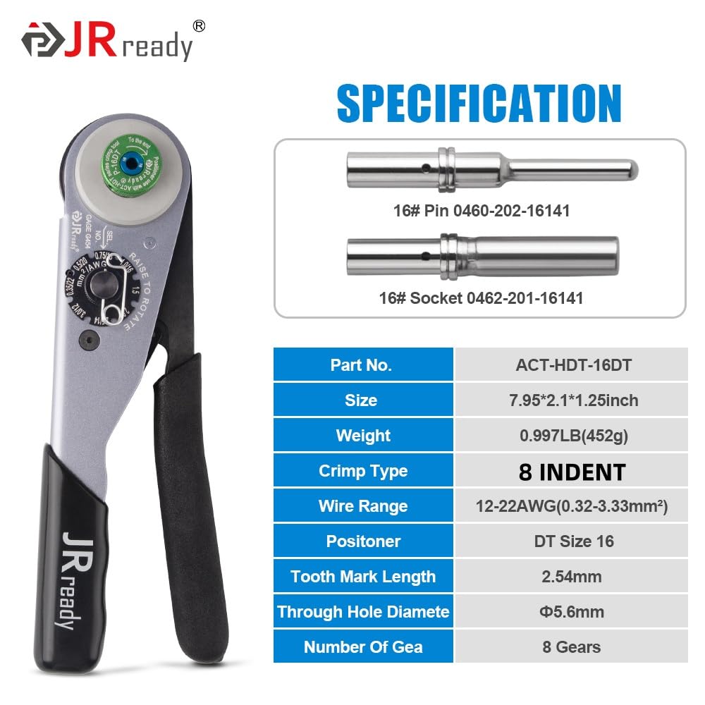 JRready DW5011 Deutsch Connector Kit - 2/3/4/6 Pin DT Connectors with 16# Solid Contacts (16-20 AWG) | Includes Deutsch Crimp Tool & Pin Removal Tool | Waterproof Automotive Electrical Connectors for Car, Truck, Marine & Off-Road Vehicle Wiring