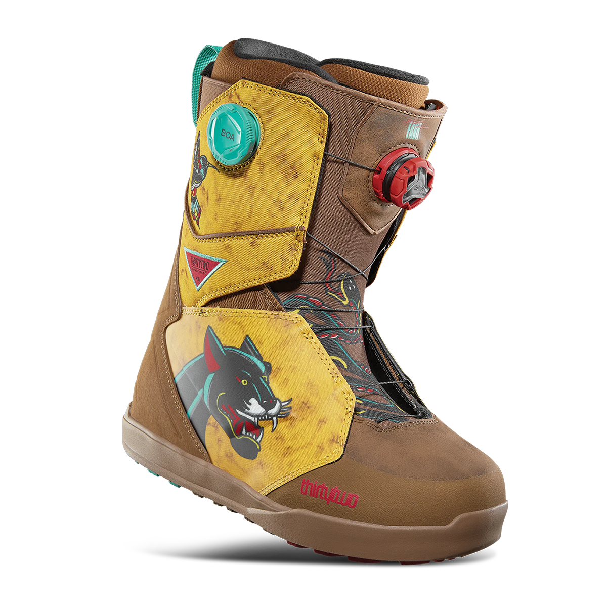 Thirtytwo 2025 Lashed Double BOA x Fava Snowboard Boots - Men's/Women's Waterproof Winter Snowboarding Shoes (Tobacco Color) - Perfect for Freeride, All-Mountain & Park Riding