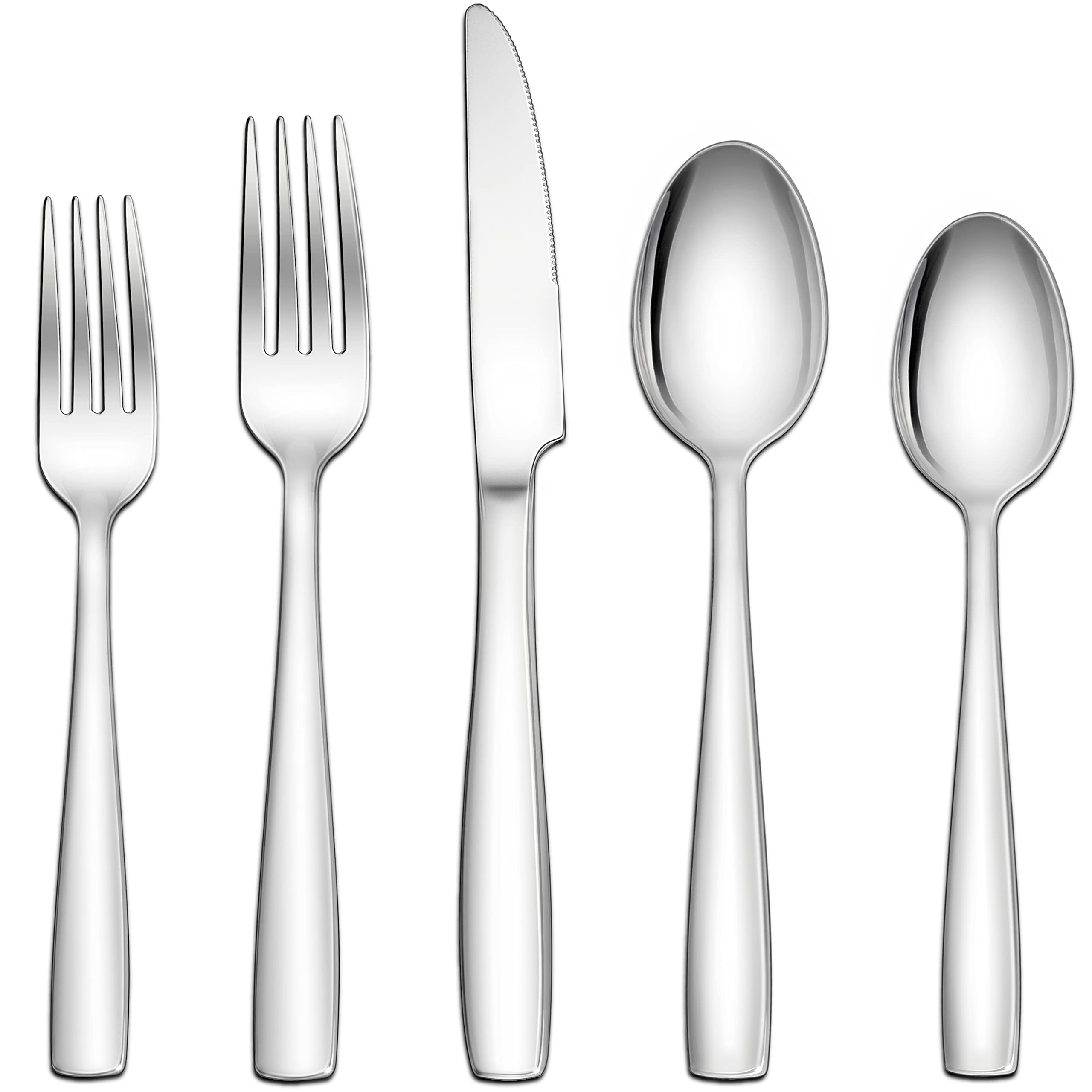 Premium 18/10 Stainless Steel Flatware Set - 40-Piece Silverware Cutlery for 8 People, Elegant Dining Utensils for Home, Restaurant & Wedding Use, Mirror Polished & Dishwasher Safe - Perfect for Formal Dinners, Catering Events and Luxury Table Settings