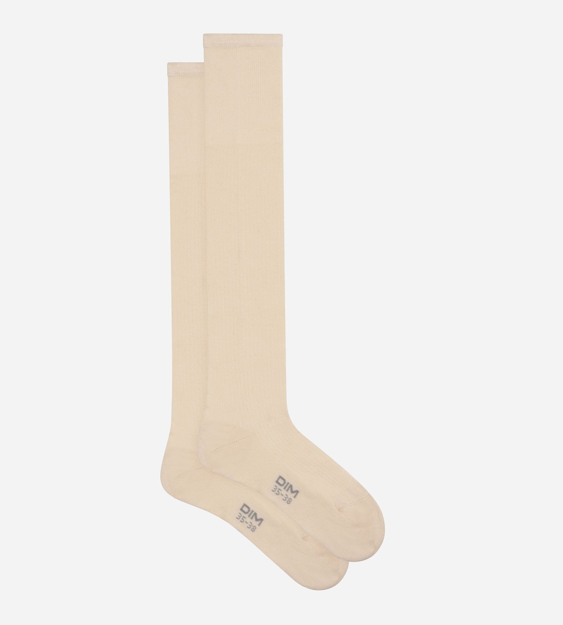 Women's Cream Ribbed Cotton Knee-High Socks - Soft & Comfortable for Everyday Wear, Work, or Casual Outfits