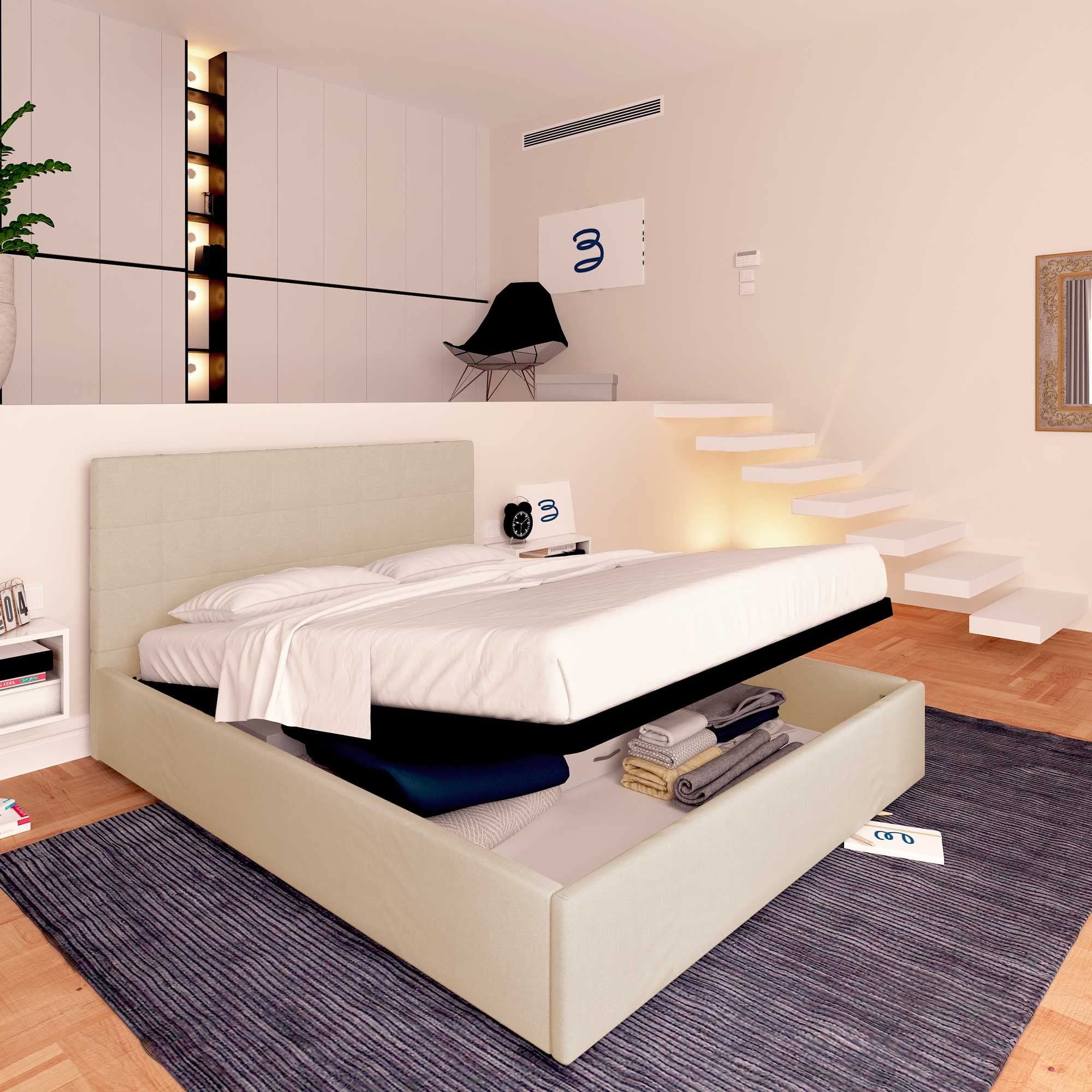 Baldiflex Dublin Single Bed with Storage, Synthetic Leather Upholstery, Slatted Base for Single Mattress, 120 x 190 cm, Elegant Headboard, White - Perfect for Small Bedrooms, Guest Rooms & Modern Apartments